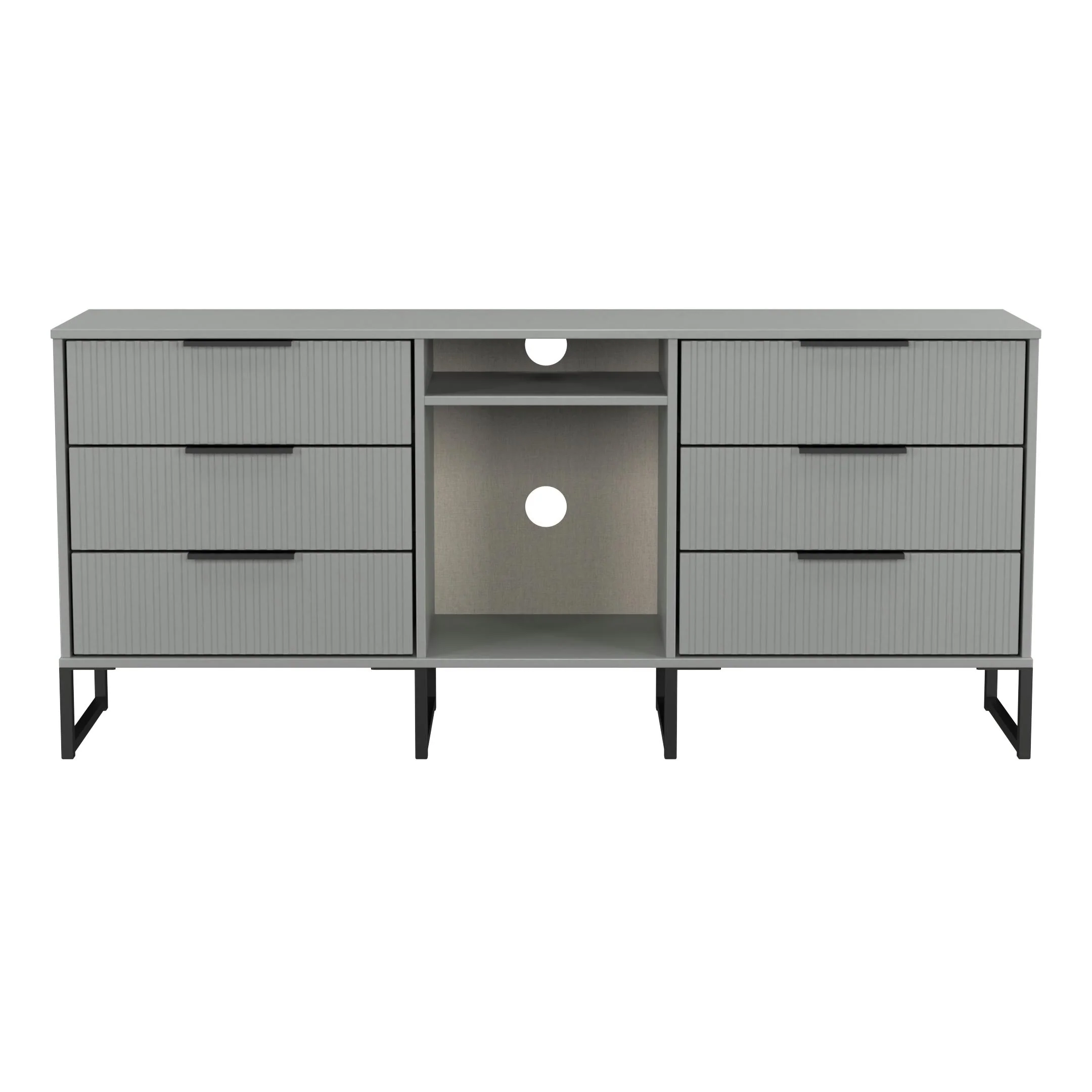Fluted 6 Drawer Sideboard in Dusk Grey - Ready Assembled - Image 2