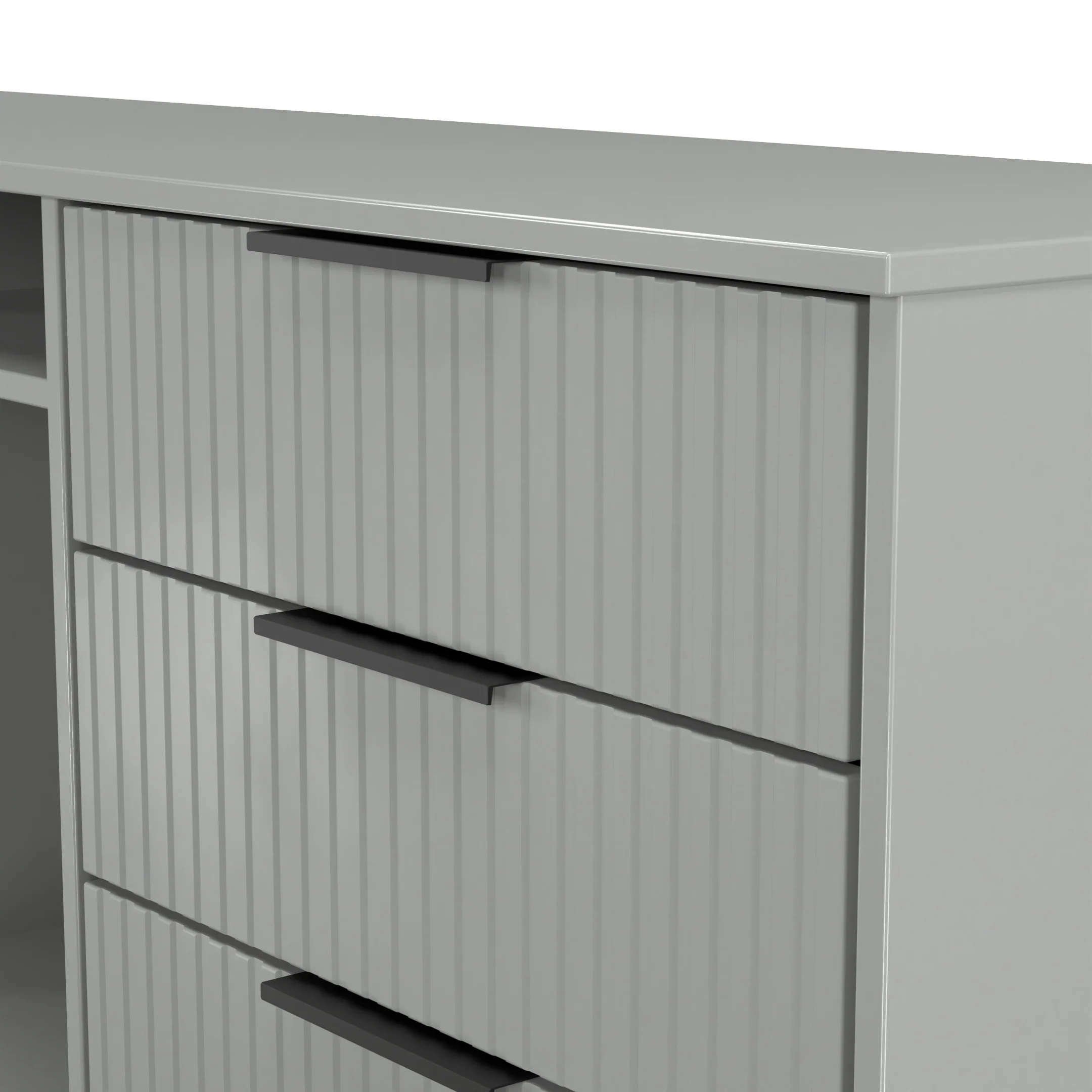 Fluted 6 Drawer Sideboard in Dusk Grey - Ready Assembled - Image 5