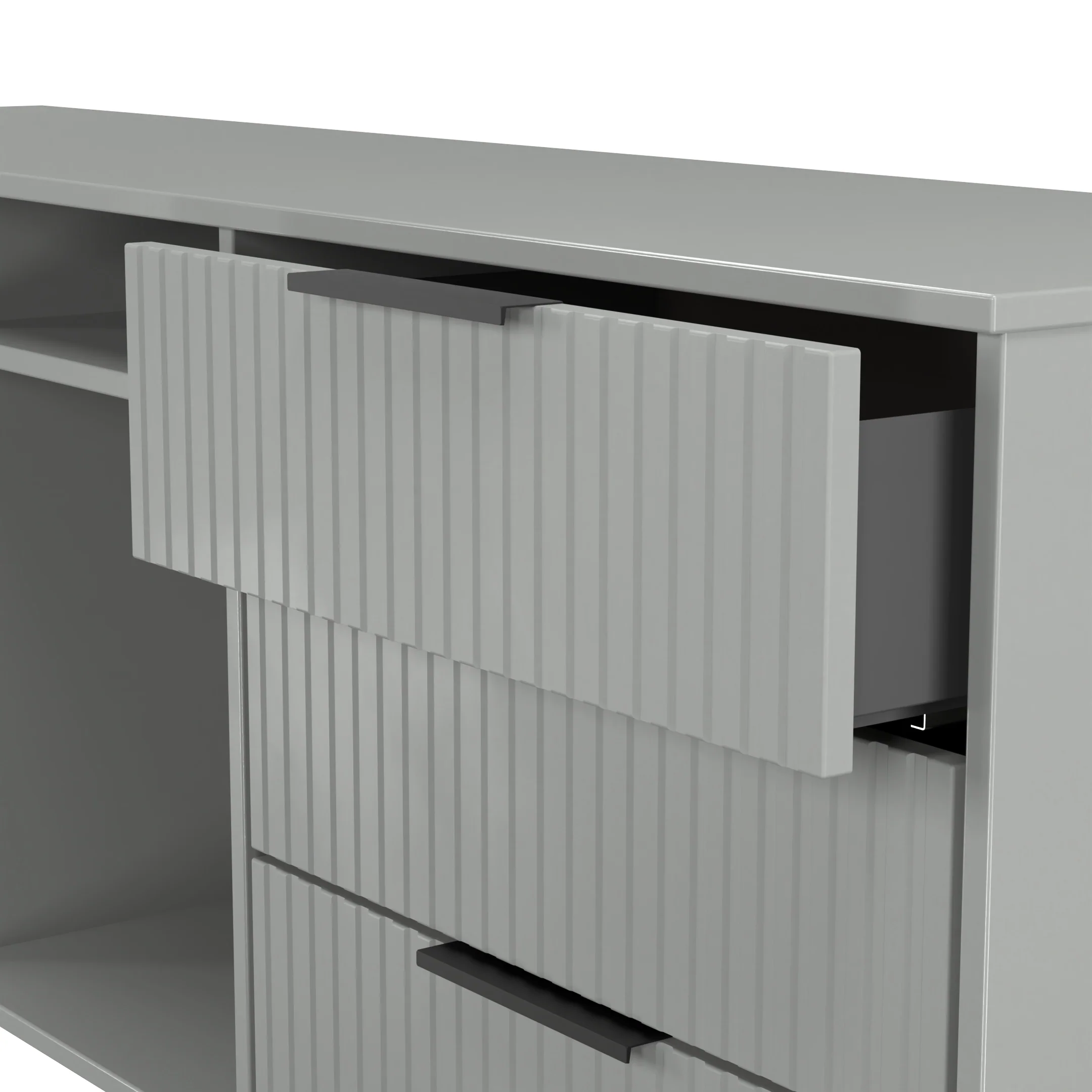 Fluted 6 Drawer Sideboard in Dusk Grey - Ready Assembled - Image 6