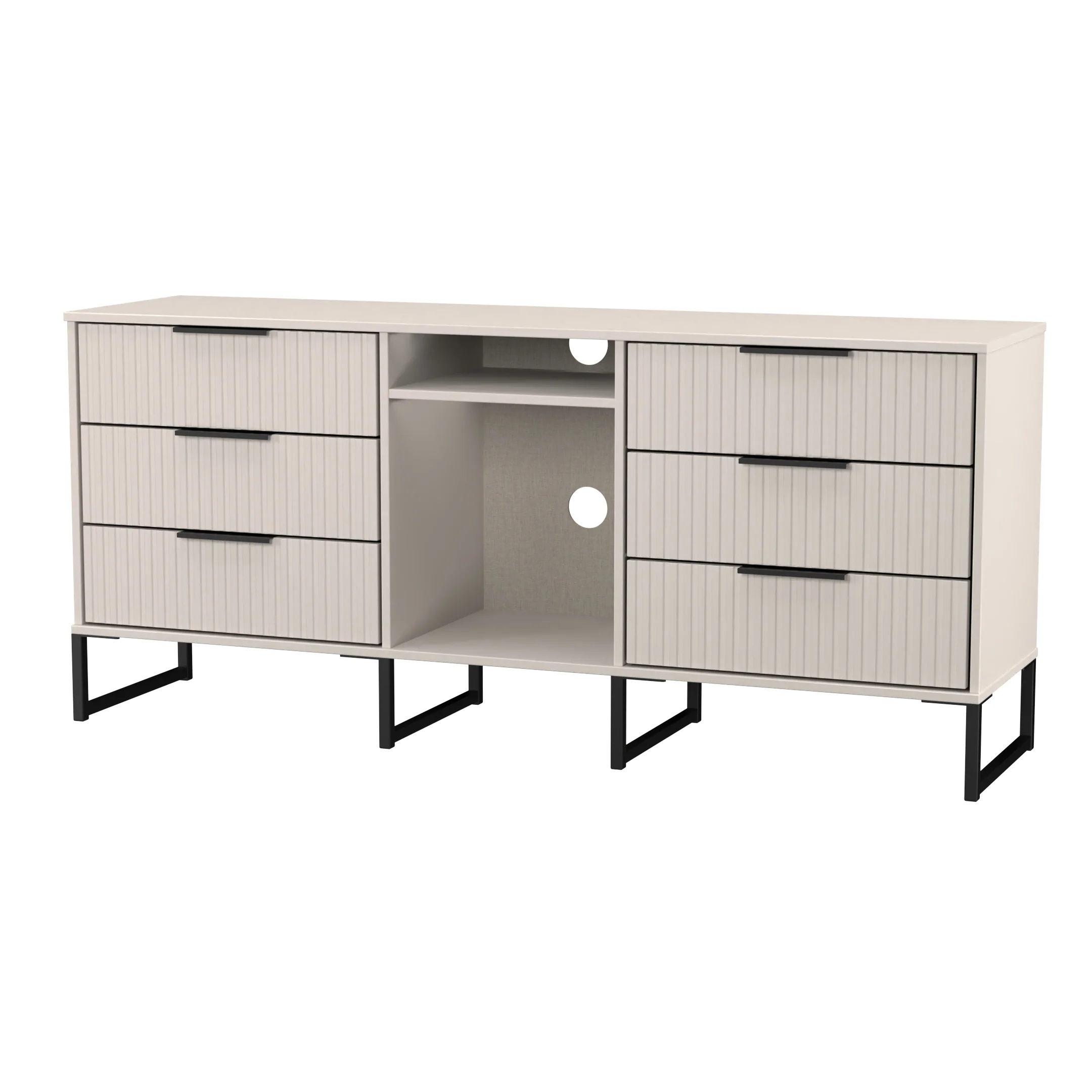 Fluted 6 Drawer Sideboard in Kashmir Matt - Ready Assembled - Image 4