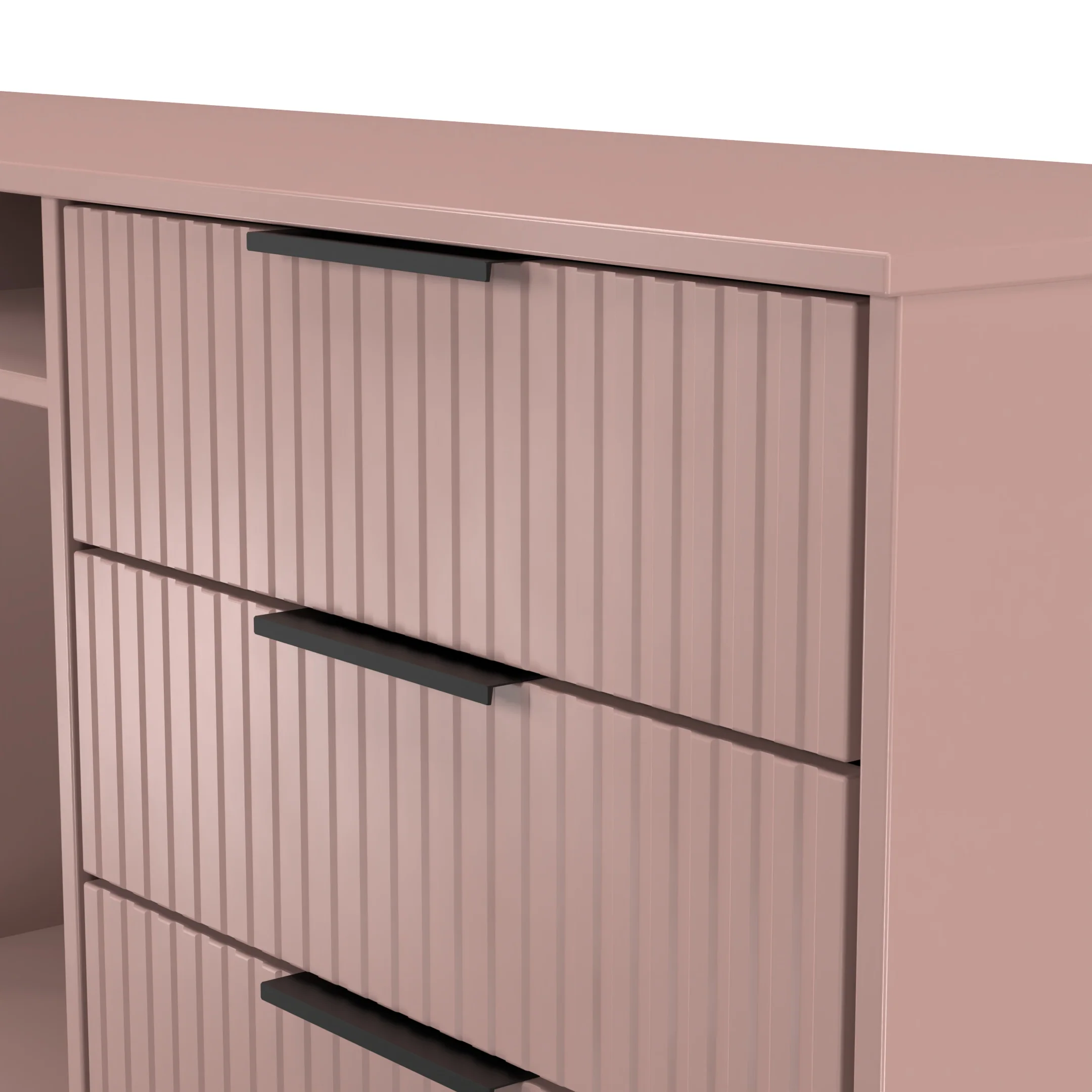 Fluted 6 Drawer Sideboard in Kobe Pink - Ready Assembled - Image 5