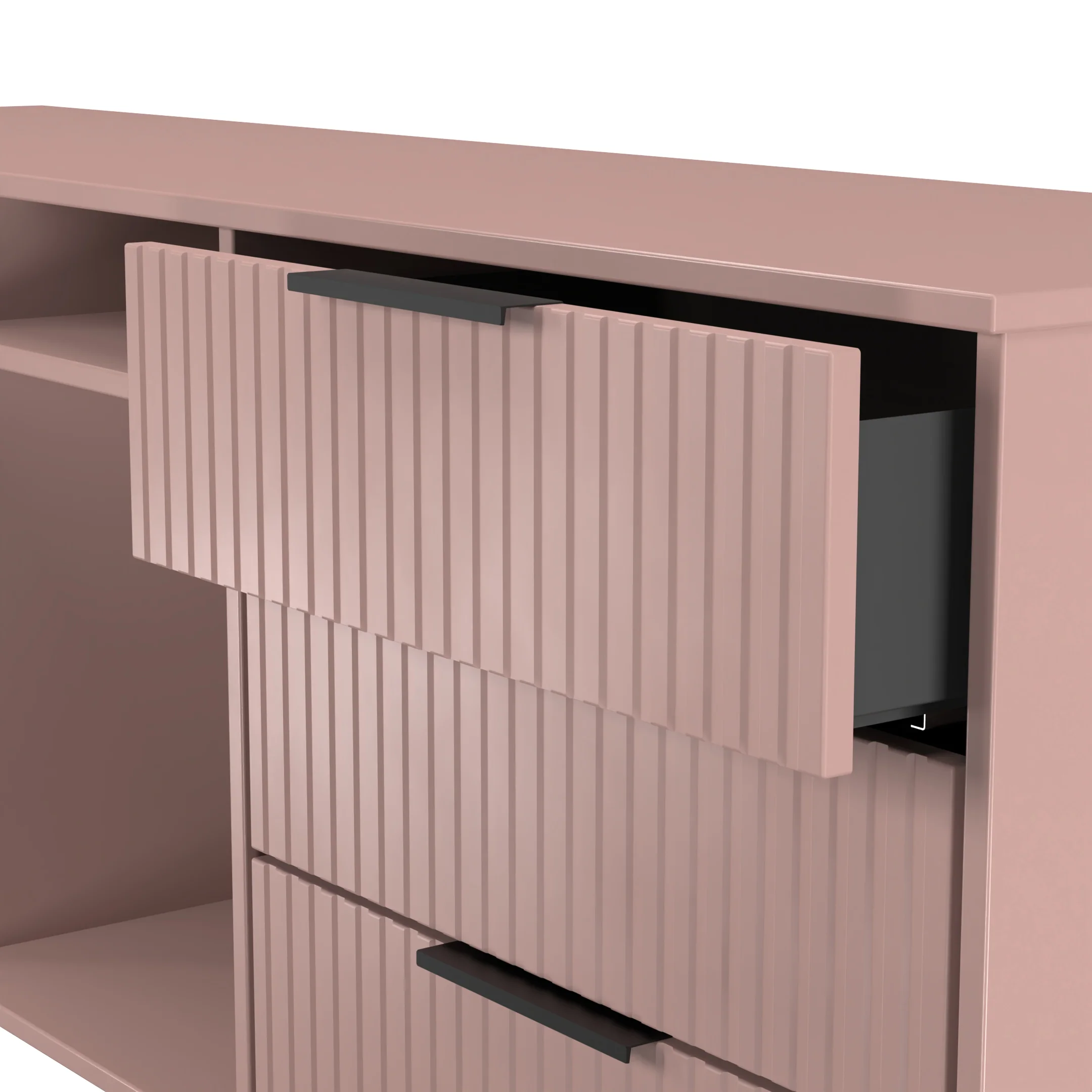 Fluted 6 Drawer Sideboard in Kobe Pink - Ready Assembled - Image 6