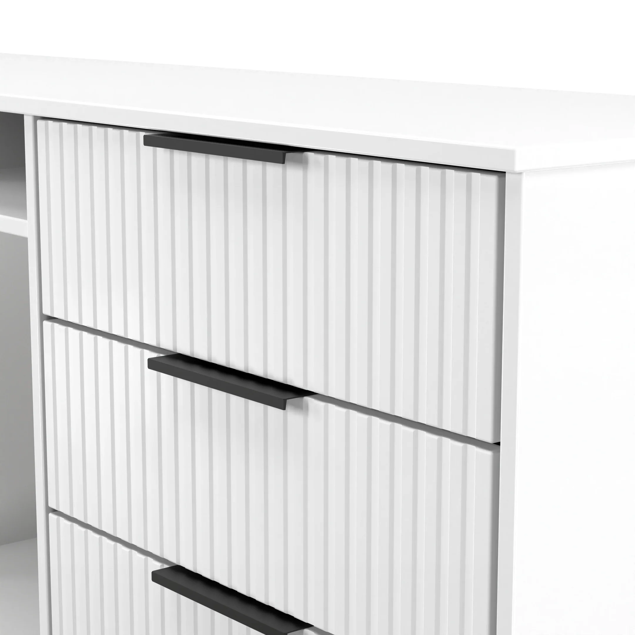 Fluted 6 Drawer Sideboard in White Matt - Ready Assembled - Image 5