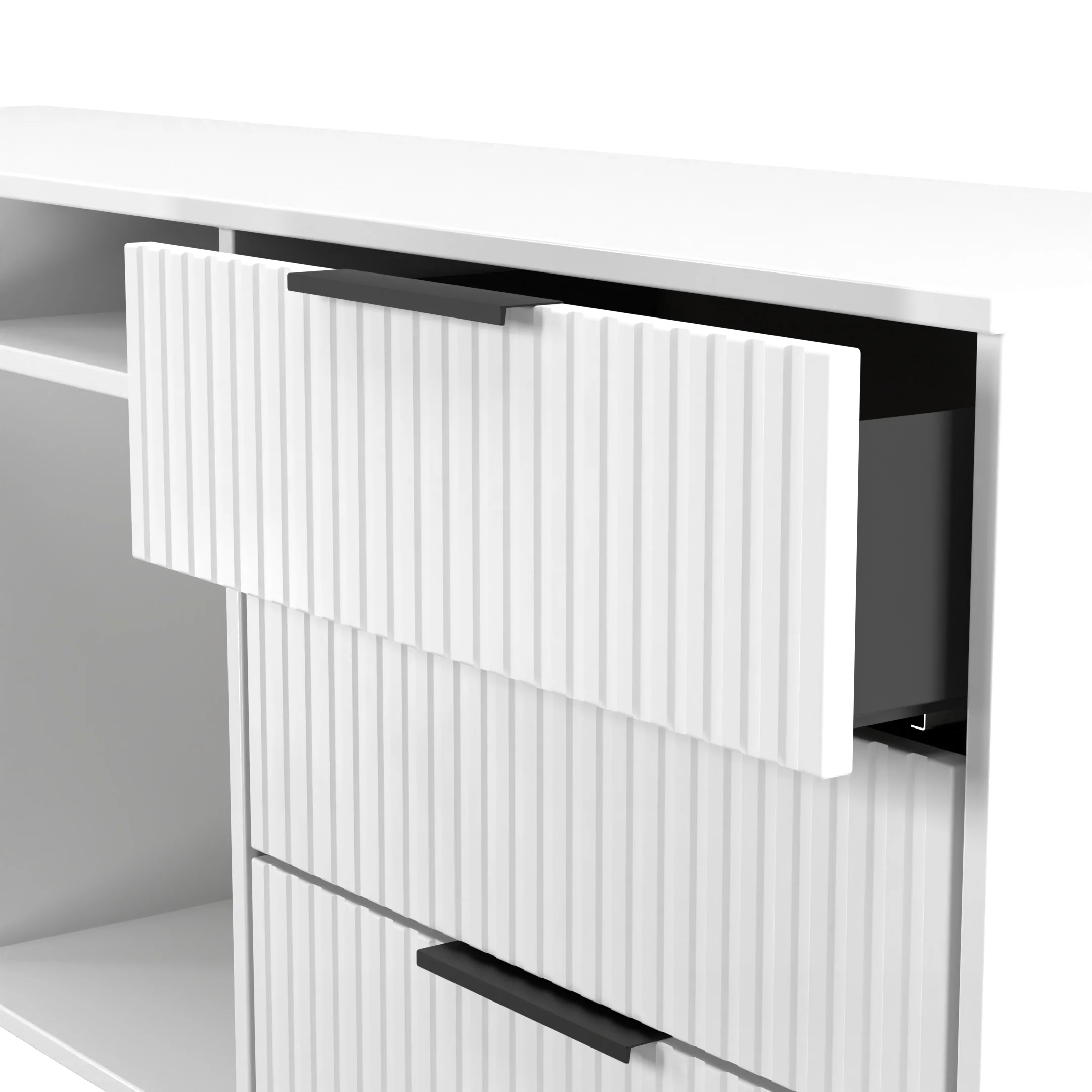 Fluted 6 Drawer Sideboard in White Matt - Ready Assembled - Image 6