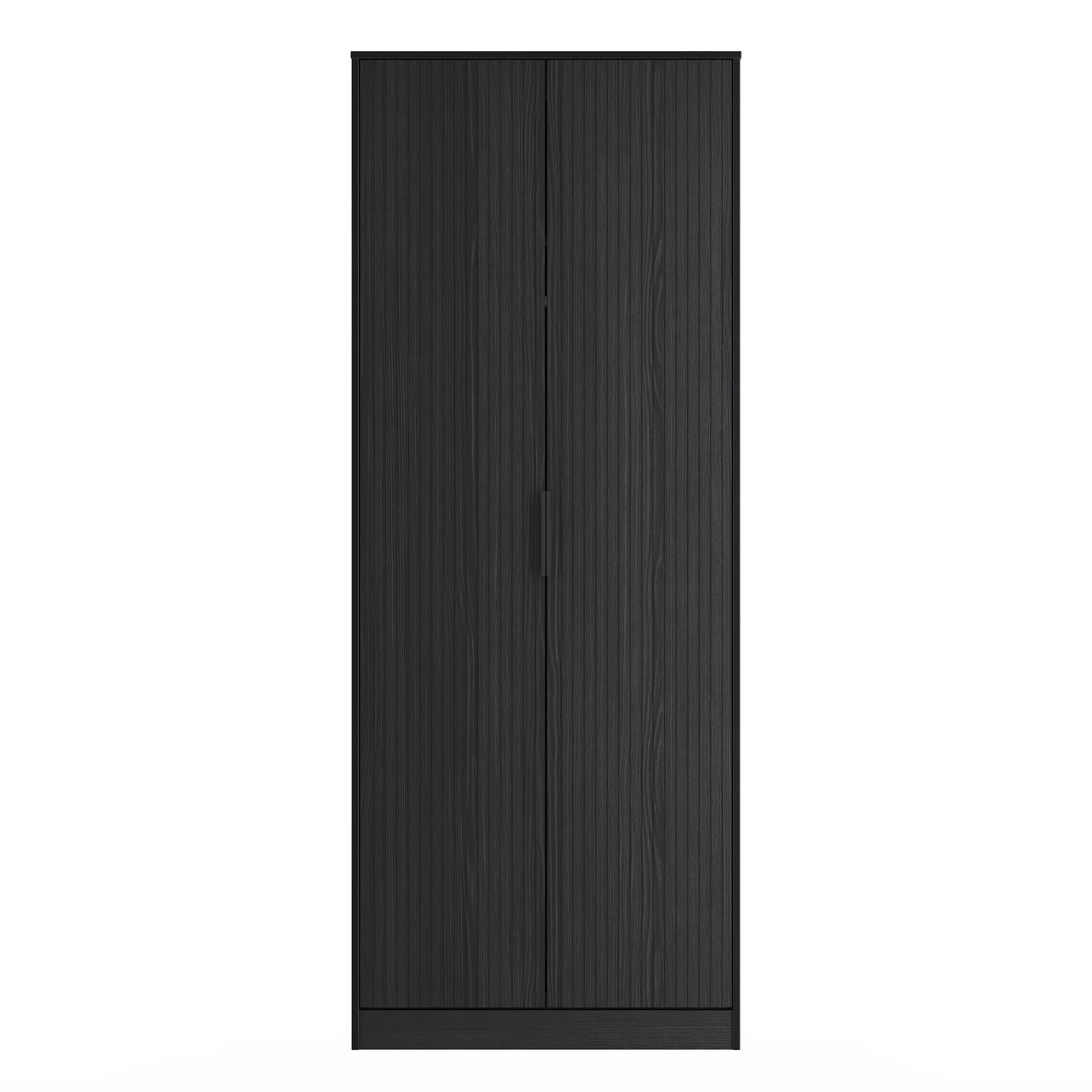 Fluted Double Wardrobe in Black Ash - Ready Assembled - Image 2