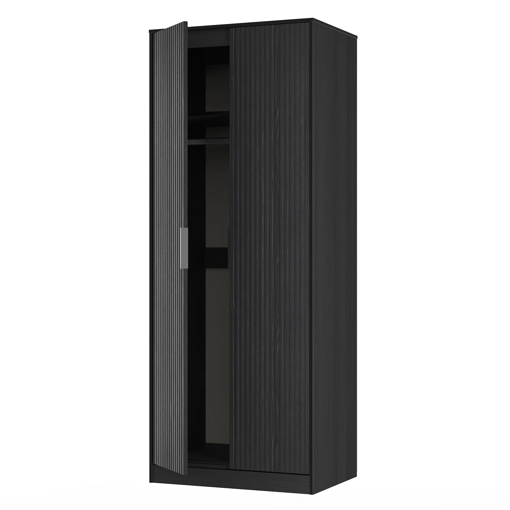 Fluted Double Wardrobe in Black Ash - Ready Assembled - Image 6