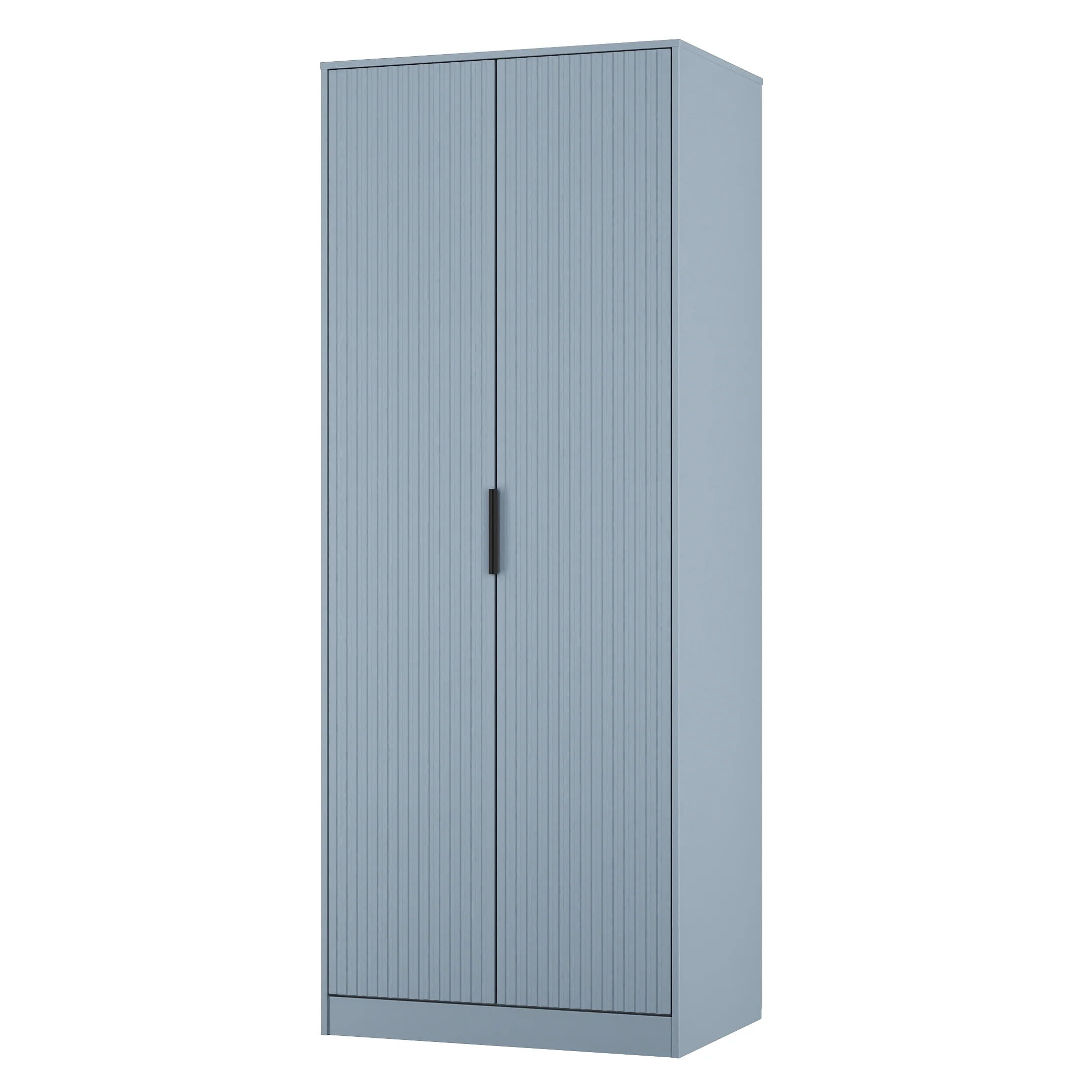 Fluted Double Wardrobe in Denim Blue - Ready Assembled - Image 4