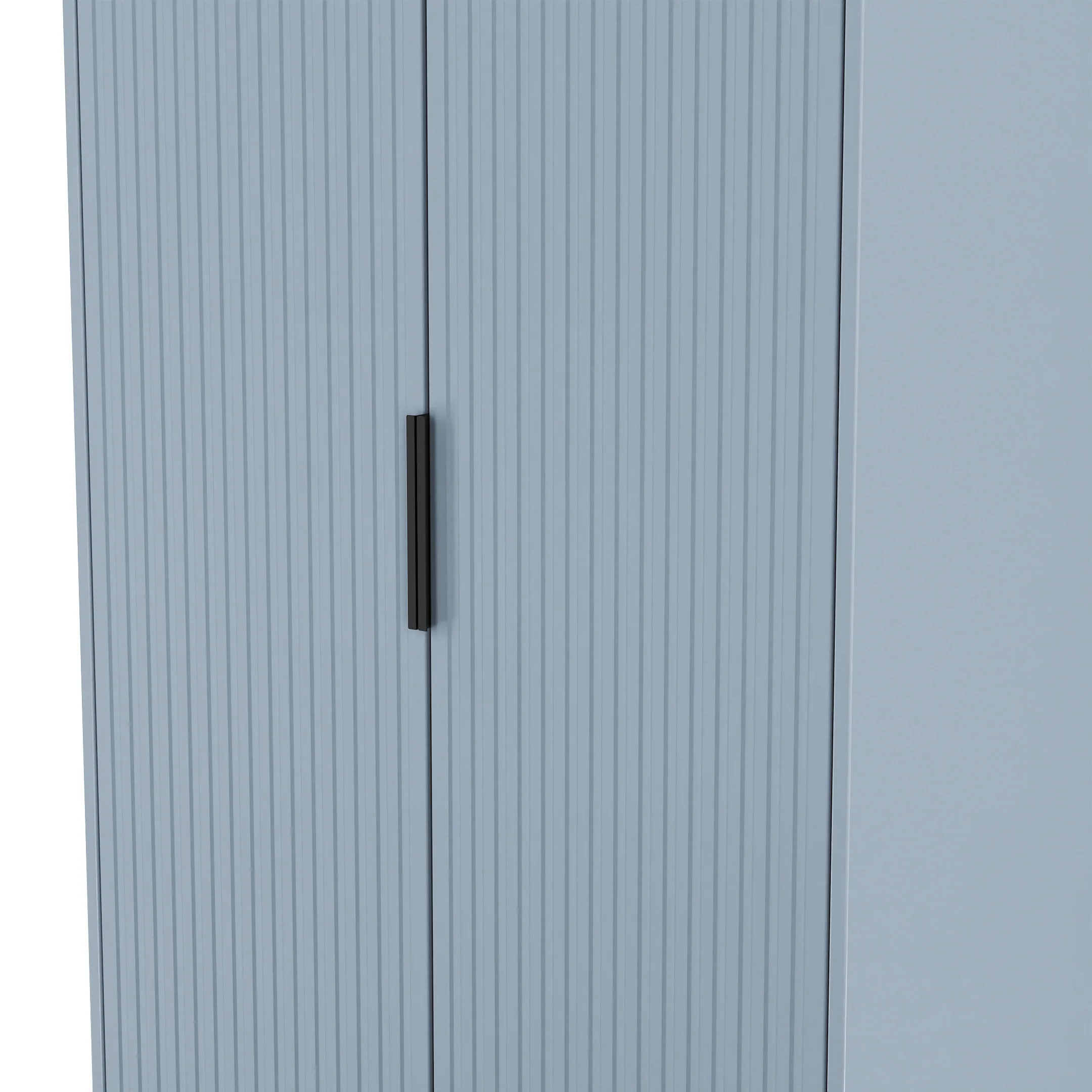 Fluted Double Wardrobe in Denim Blue - Ready Assembled - Image 5