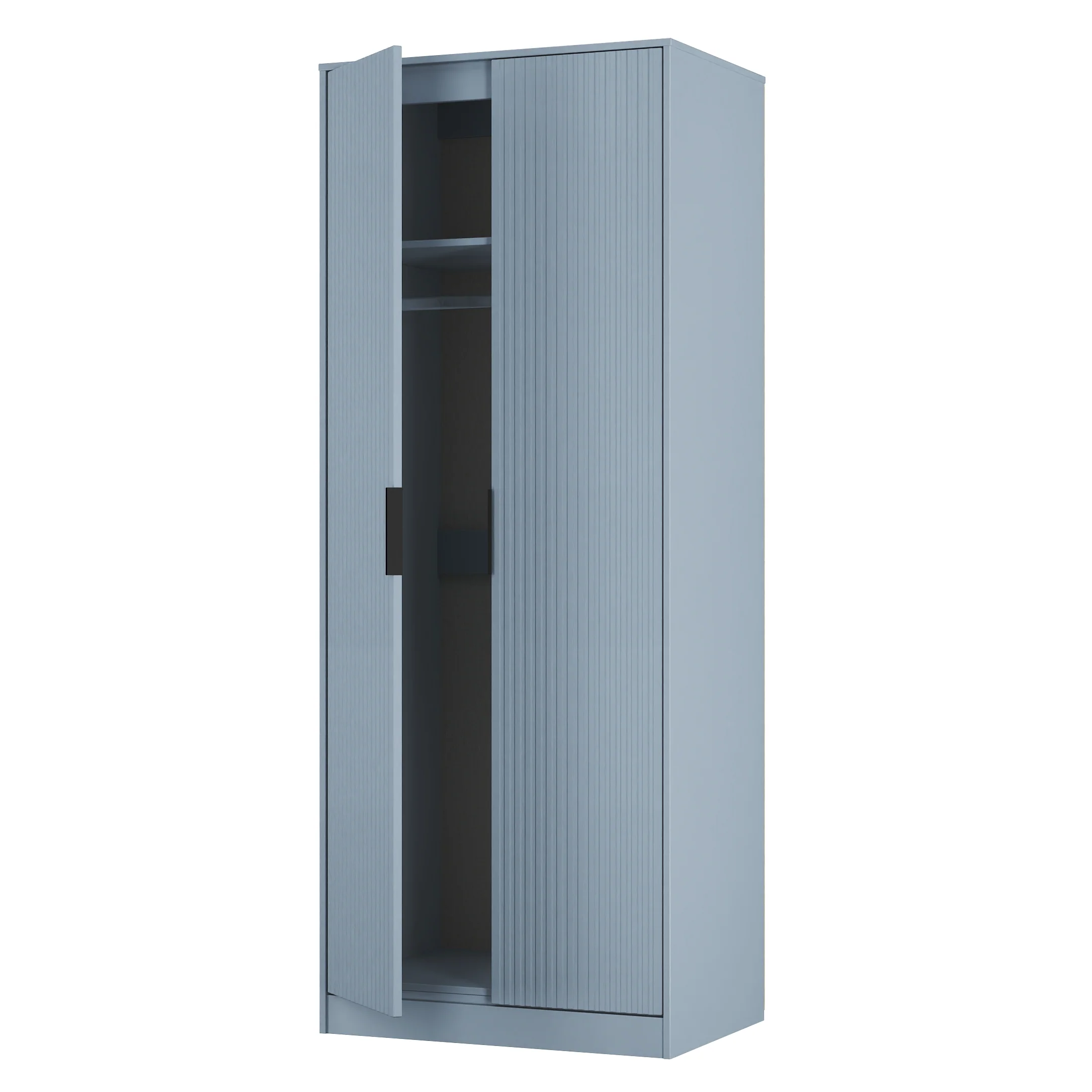 Fluted Double Wardrobe in Denim Blue - Ready Assembled - Image 6