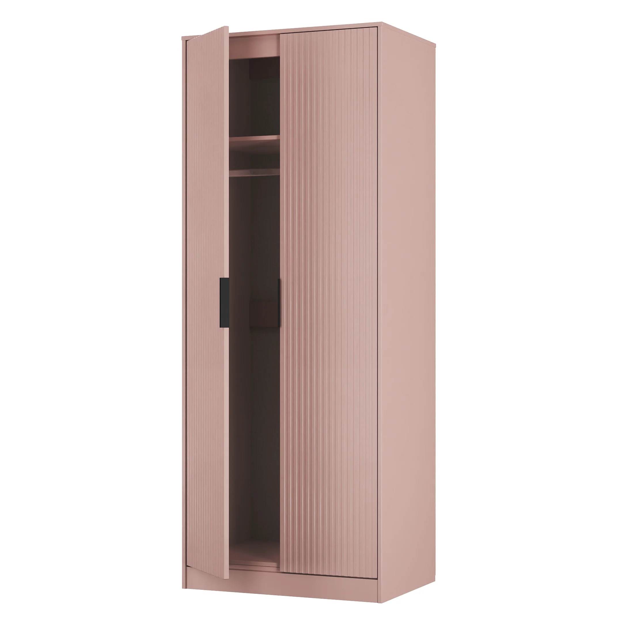 Fluted Double Wardrobe in Kobe Pink - Ready Assembled - Image 6