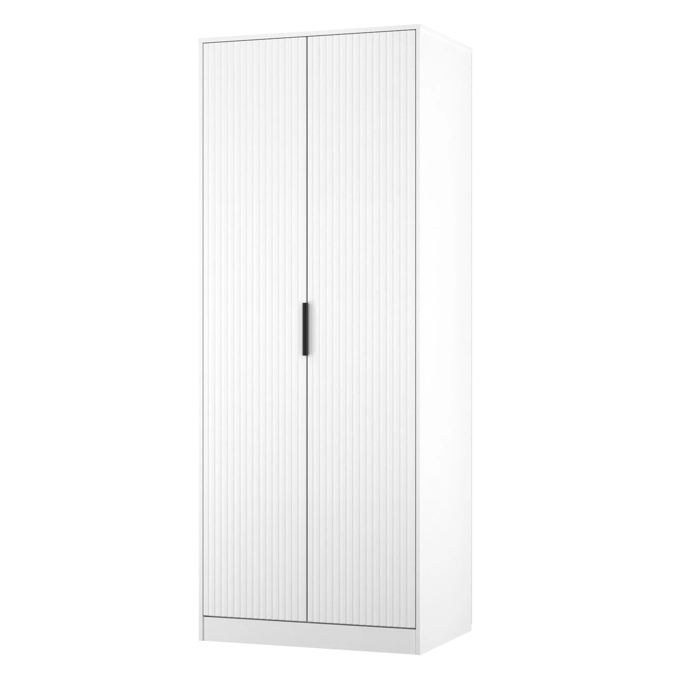 Fluted Double Wardrobe in White Matt - Ready Assembled - Image 4