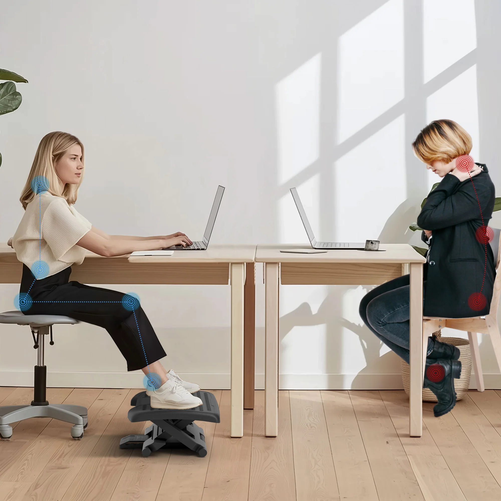 Foot Rest For Under Desk With Massage Function, Adjustable Angle And Height - Image 7