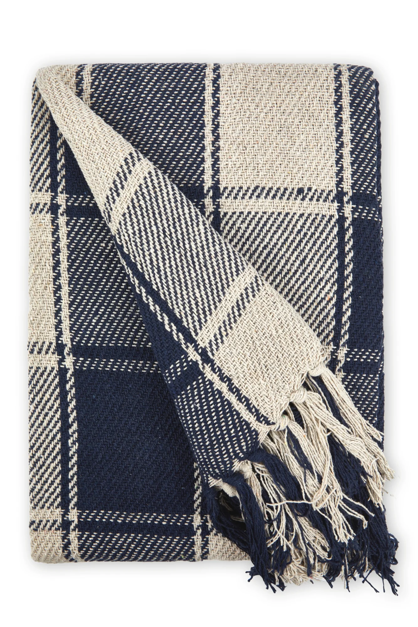 Frisco - Recycled Cotton Throw in Navy Blue (90" x 100") - Image 5