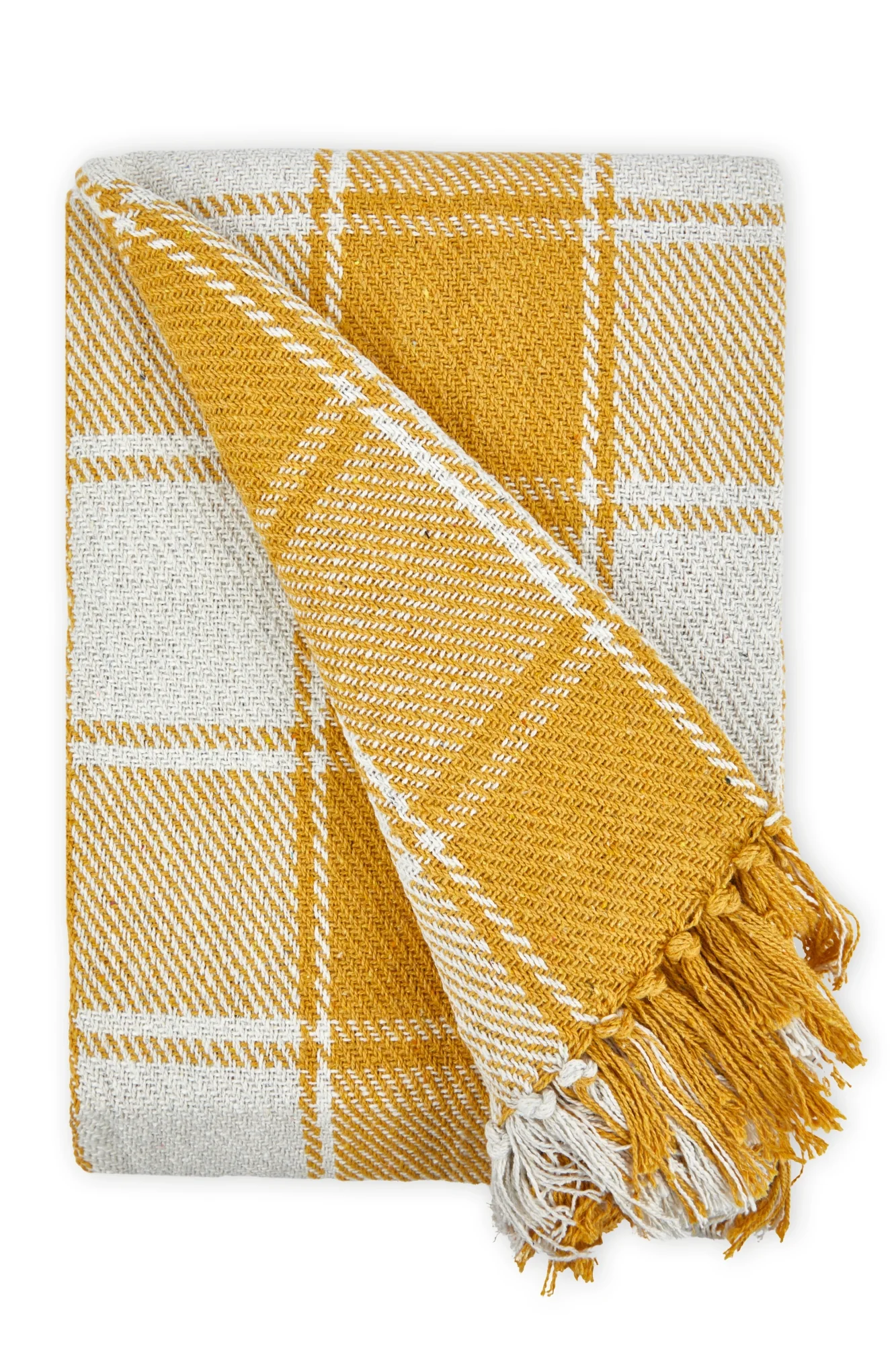 Frisco - Recycled Cotton Throw in Ochre (90" x 100") - Image 5
