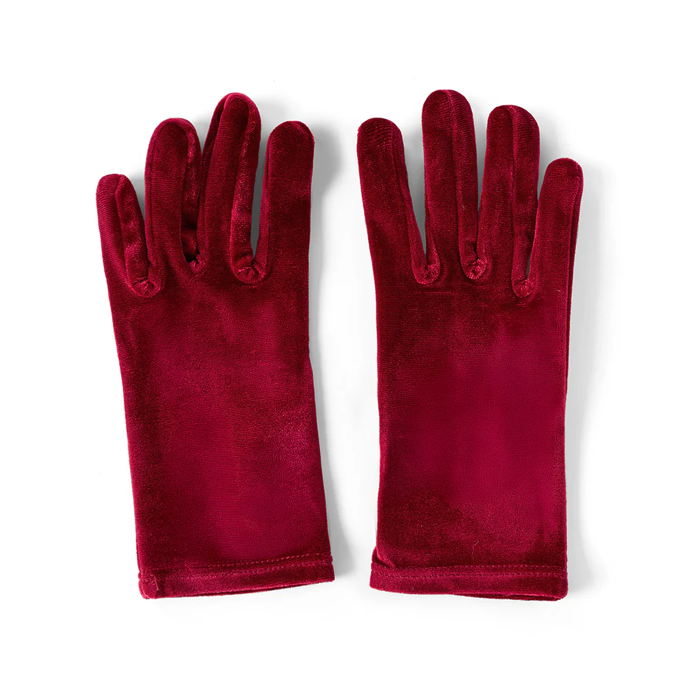 Full Finger Bridal Gloves Opera Wrist Banquet Gloves Wine Red - Image 4