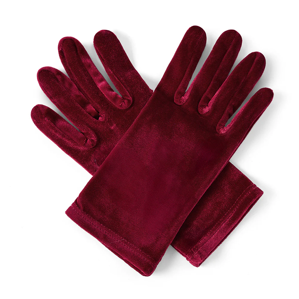 Full Finger Bridal Gloves Opera Wrist Banquet Gloves Wine Red - Image 6
