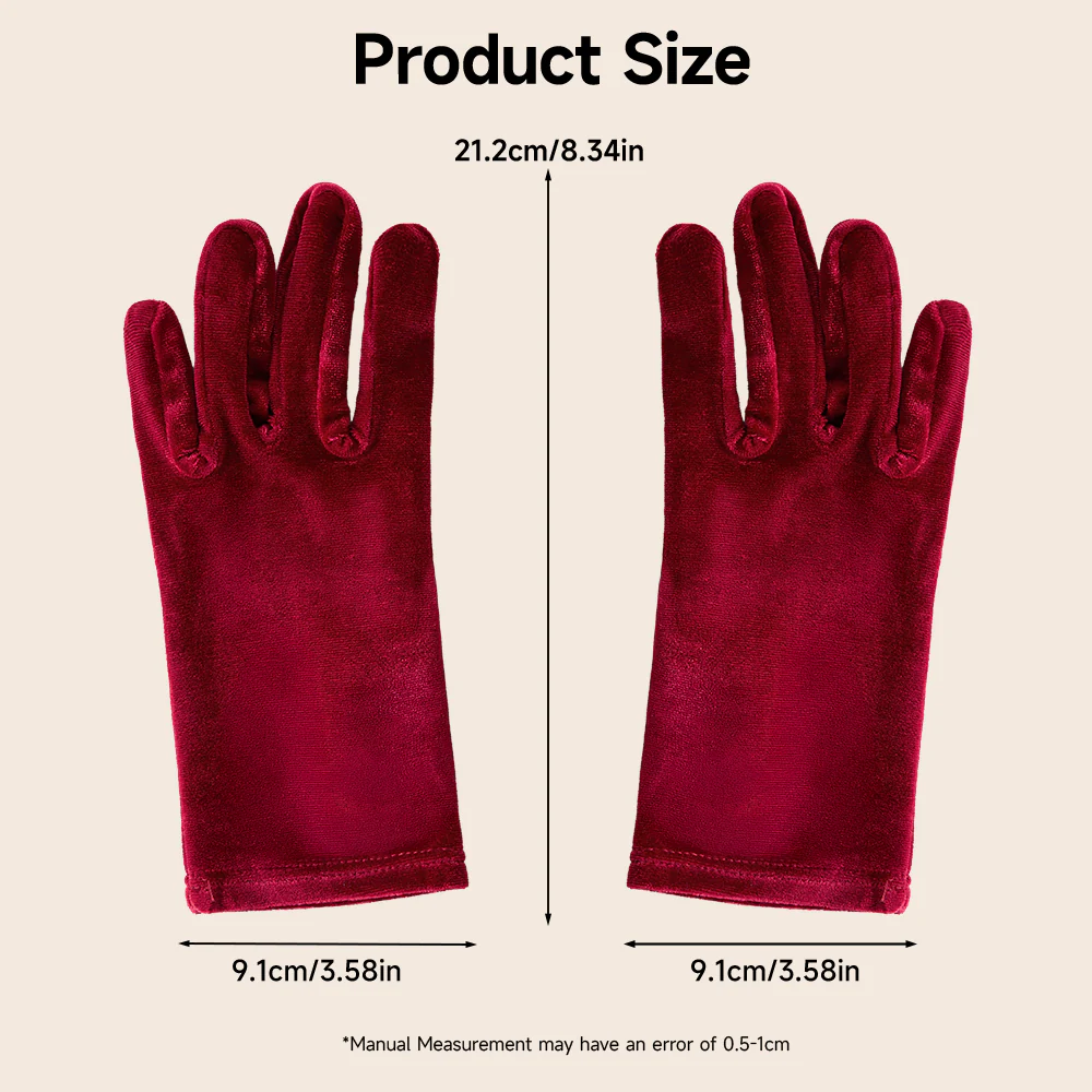 Full Finger Bridal Gloves Opera Wrist Banquet Gloves Wine Red - Image 9
