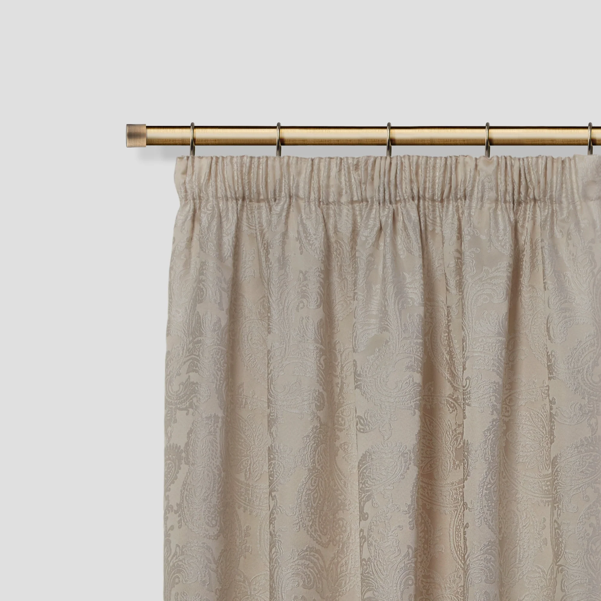 Full Stop - Extendable Curtain Pole with rings and pair of end finials in Antique Brass - Image 2
