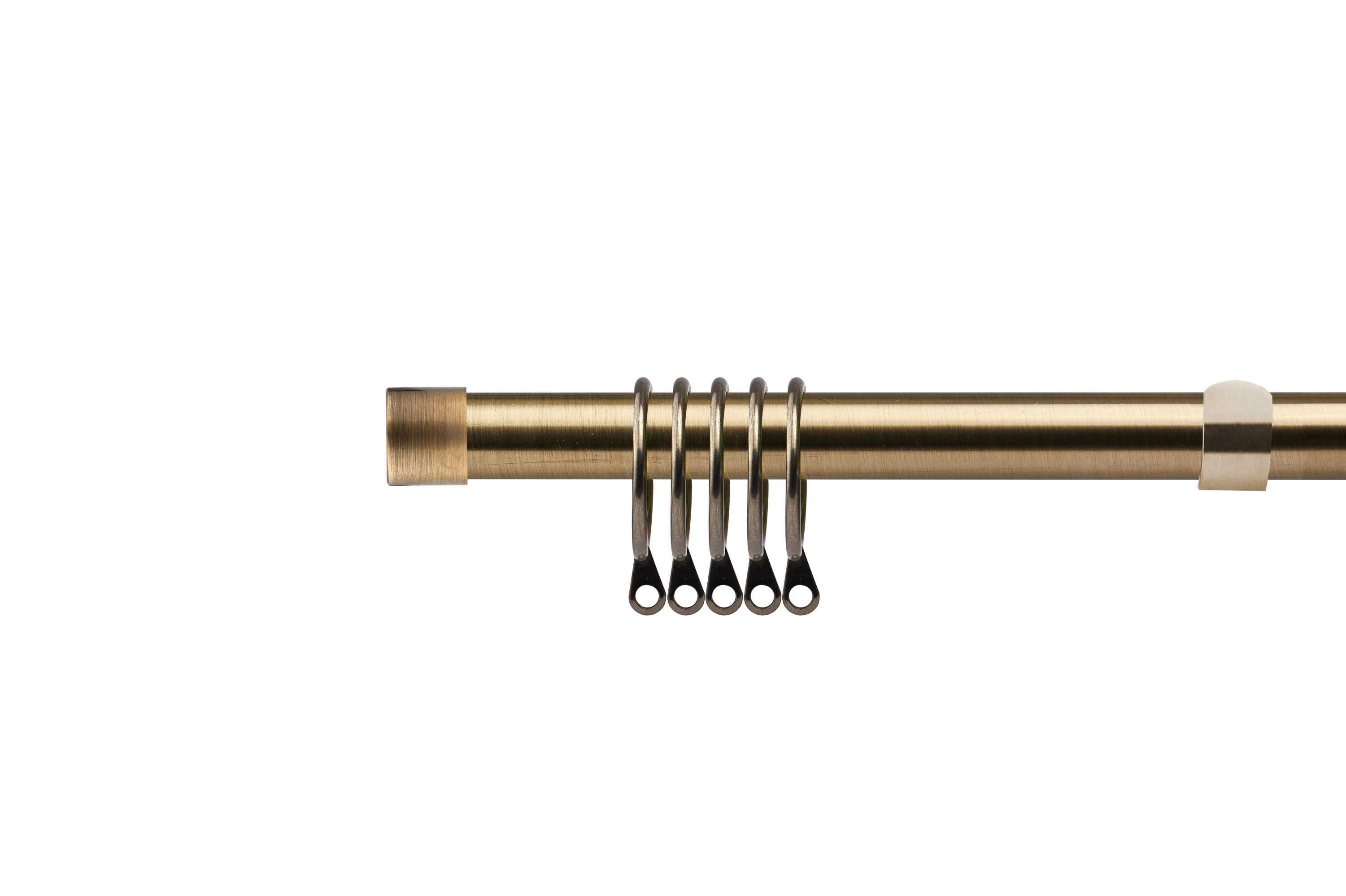 Full Stop - Extendable Curtain Pole with rings and pair of end finials in Antique Brass - Image 2