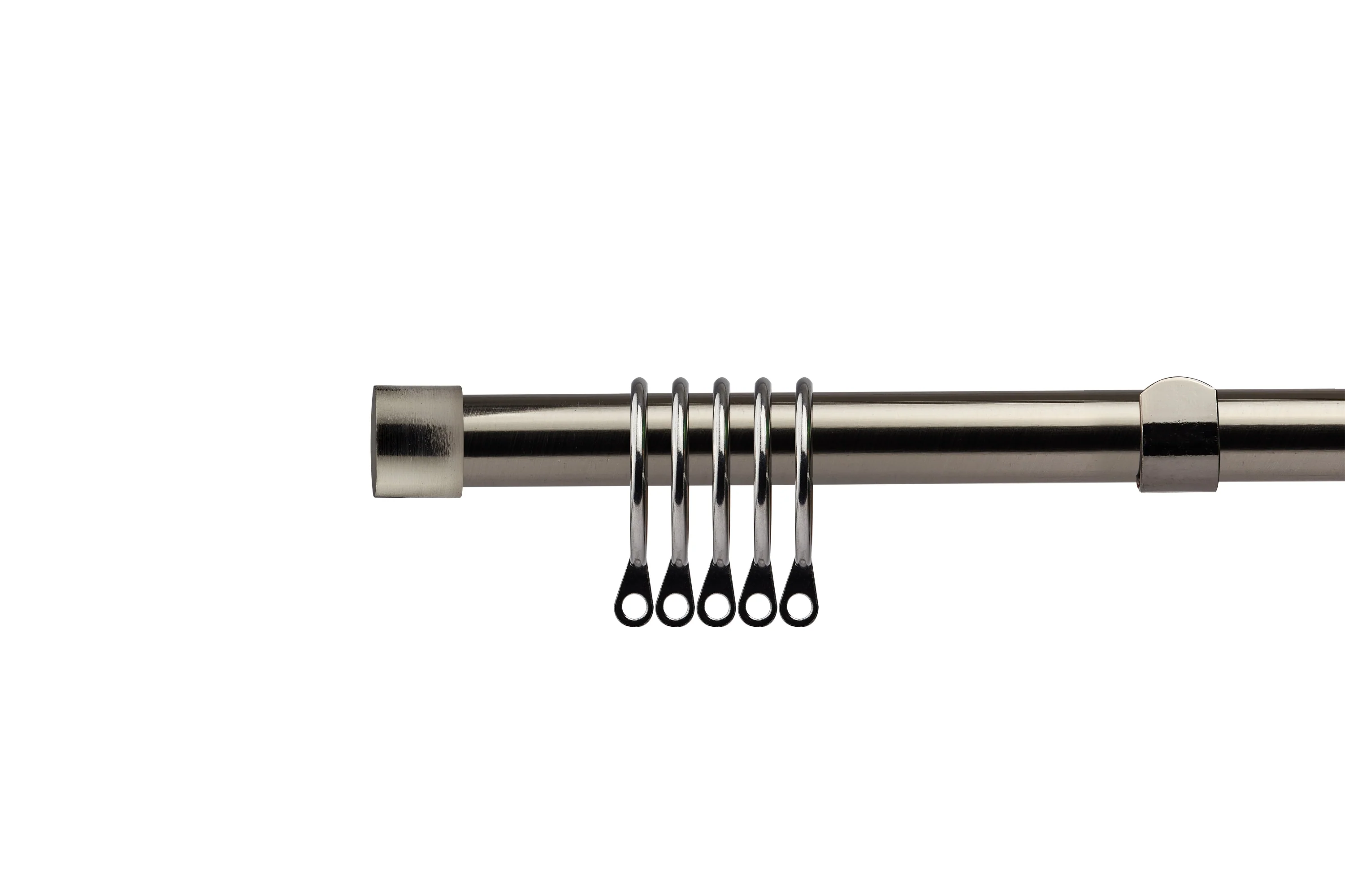 Full Stop - Extendable Curtain Pole with rings and pair of end finials in Black Silk - Image 2