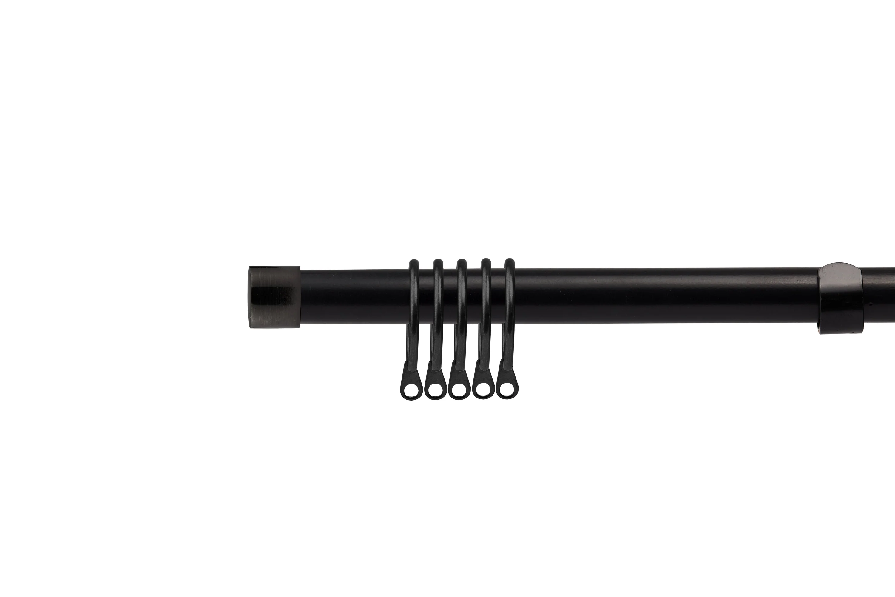 Full Stop - Extendable Curtain Pole with rings and pair of end finials in Matt Black - Image 2