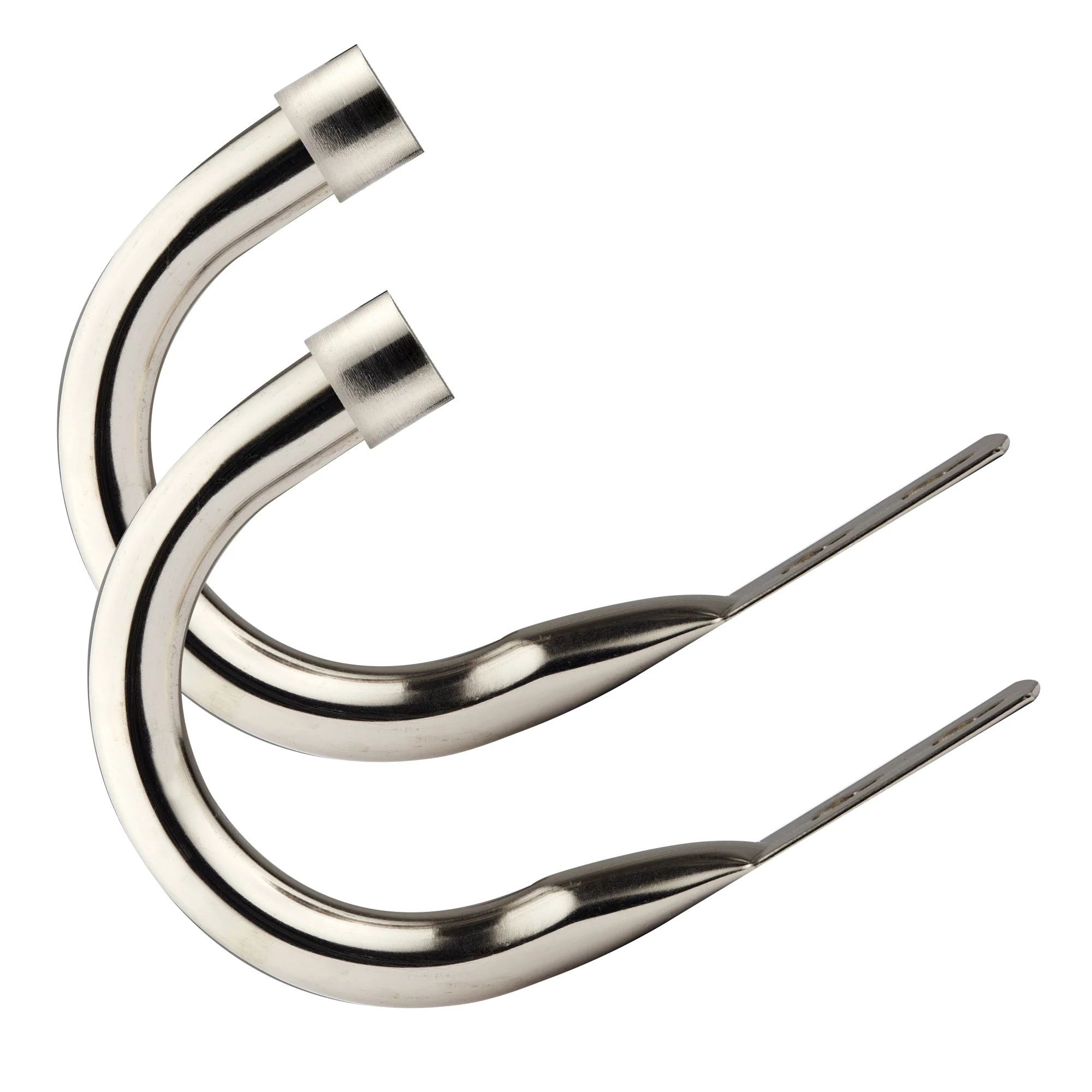 Full Stop - Pair of Holdaback Tiebacks with End Finials in Brushed Silver - Image 2