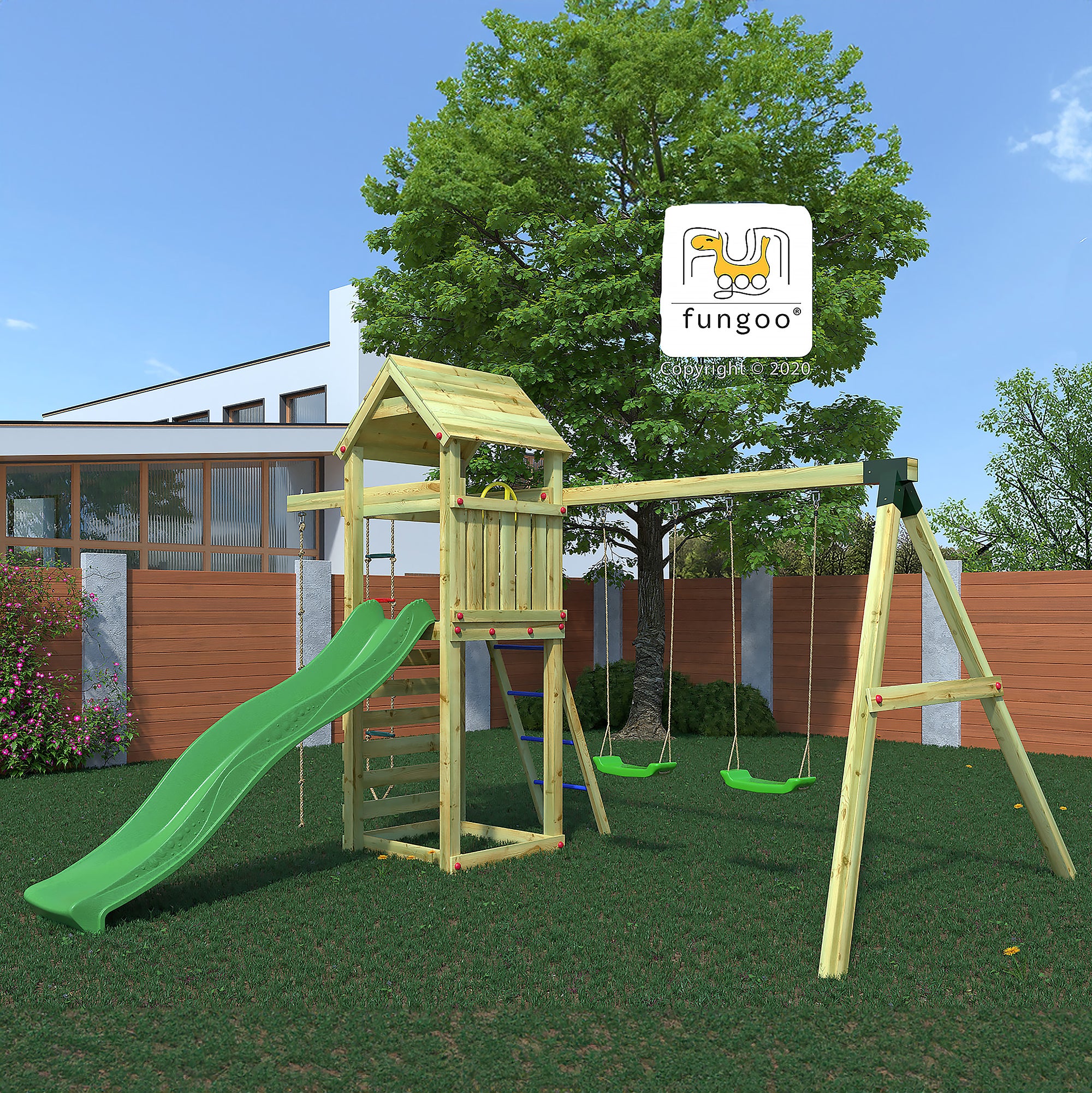 Gaia Playfort - Climbing Frame With Swings And Slide - Image 2