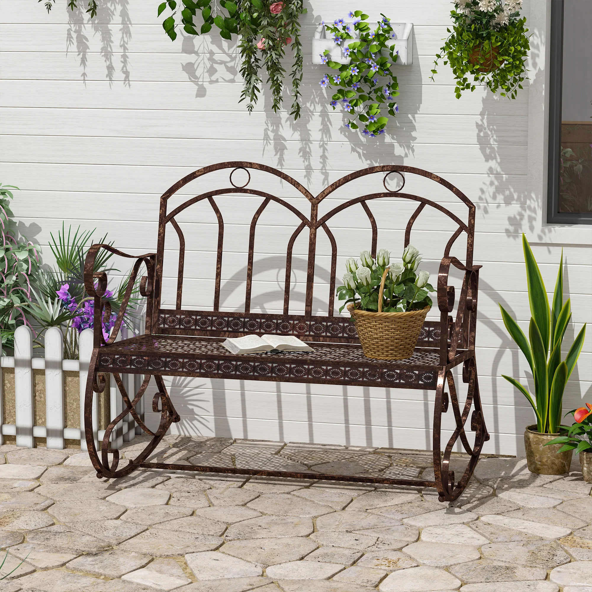 Bronze Garden Rocking Bench - Image 2