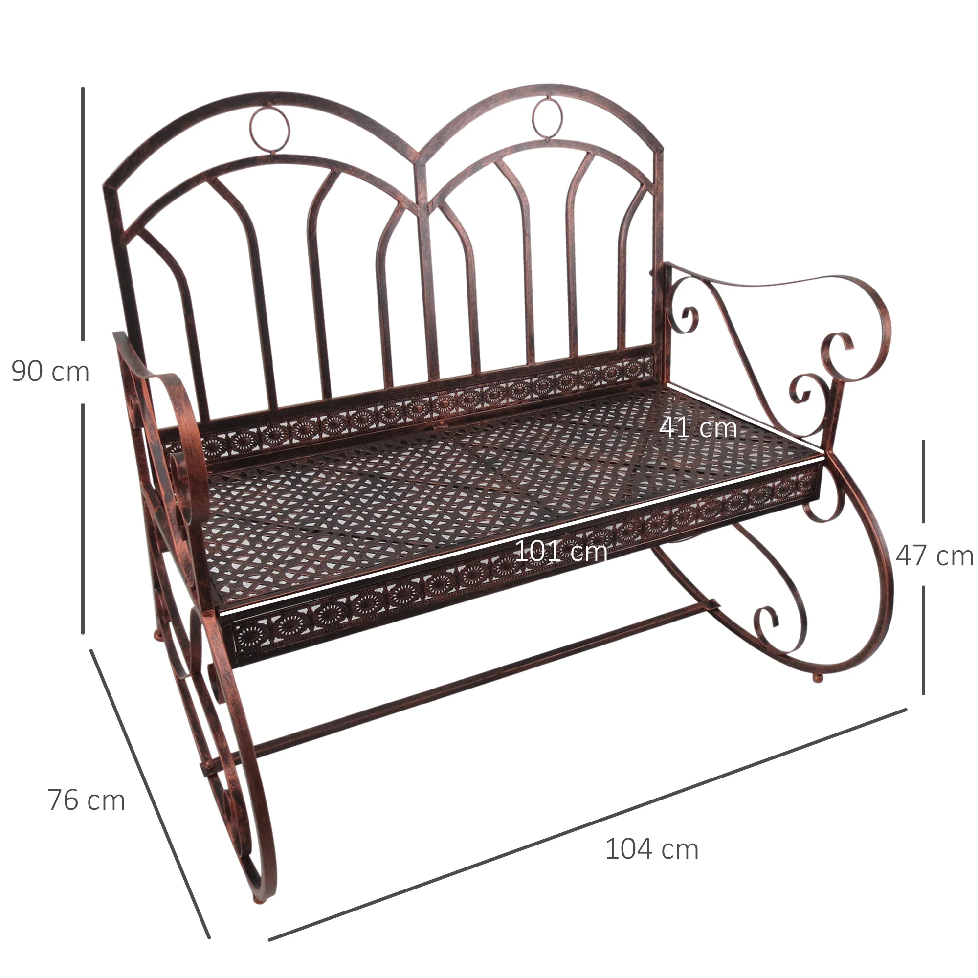 Bronze Garden Rocking Bench - Image 5