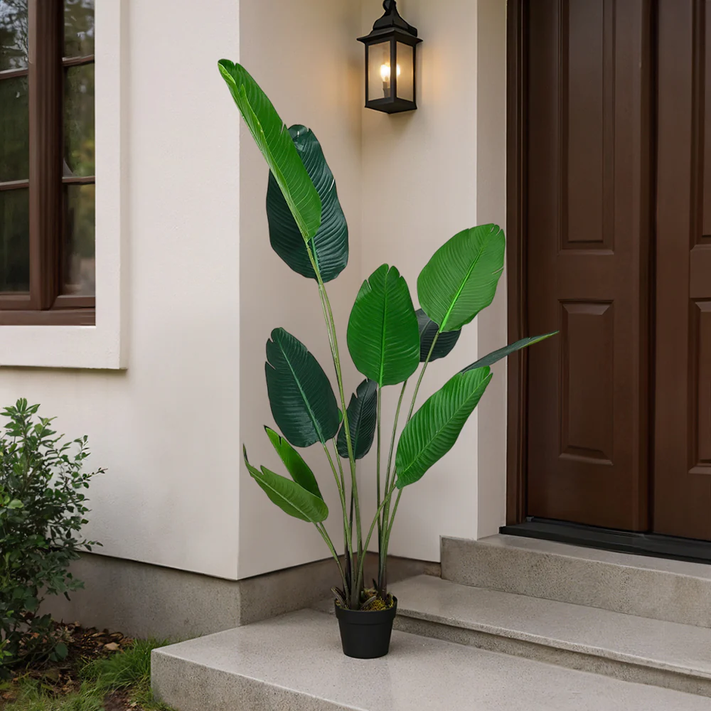 Garden Sanctuary 180 cm Tall Artificial Banana Leaf Tree Faux Large Plants in Pot - Image 2
