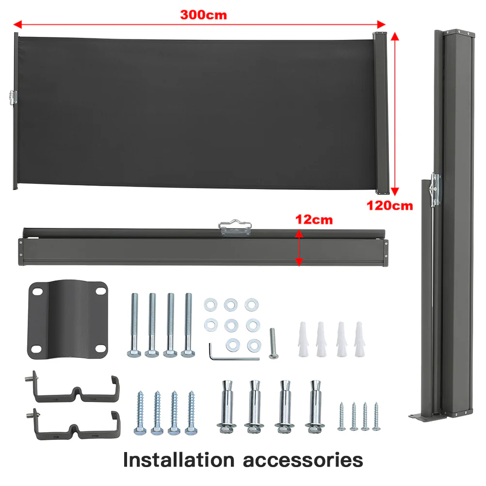 Garden Sanctuary 300cm Outdoor Patio Retractable Side Awning Balcony Sunshade Blind - Image 3