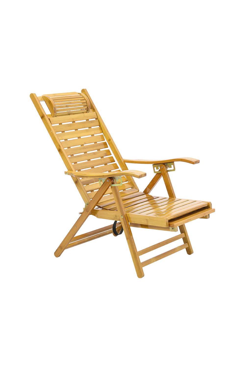 Garden Sanctuary Bamboo Foldable Recliner Lounge Chair With Retractable Footrest - Image 6
