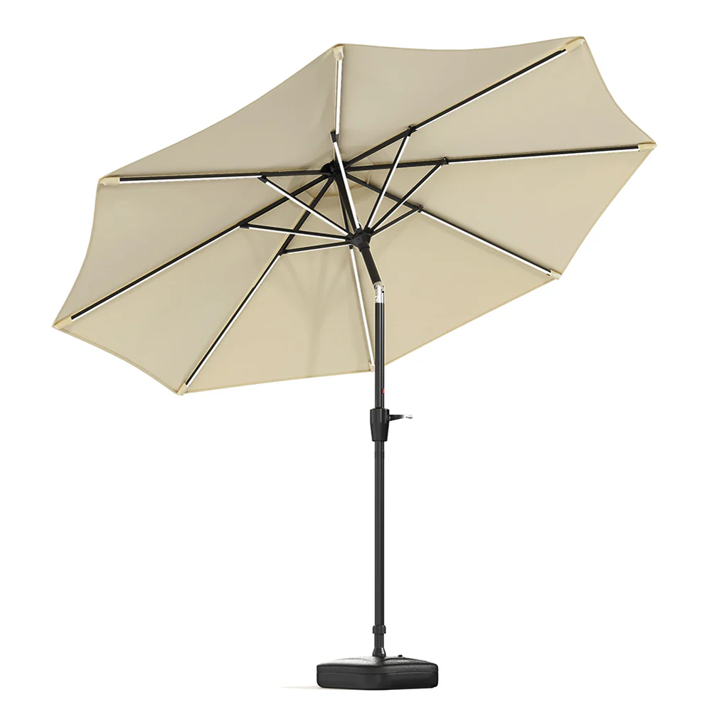 Garden Sanctuary Large Solar Powered LED Patio Umbrella/Parasol For Outdoor Garden Patio With Base - Image 10
