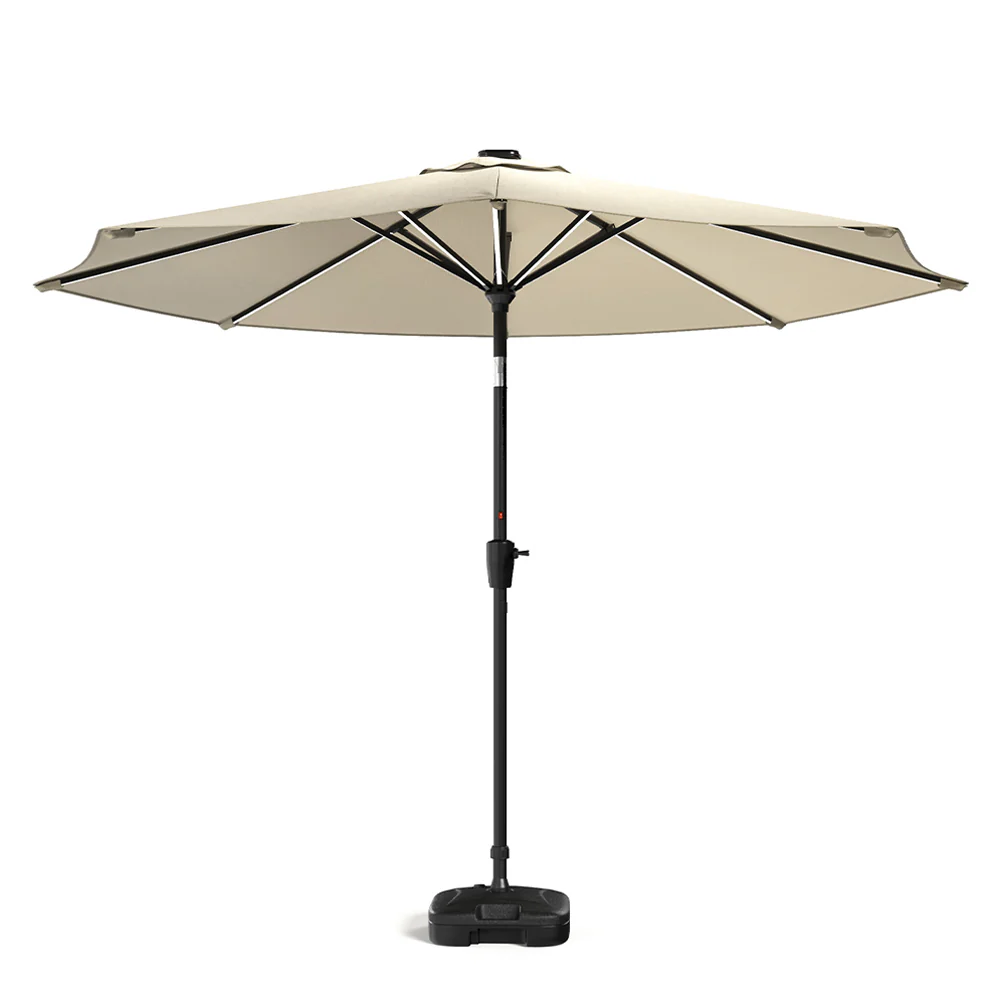 Garden Sanctuary Large Solar Powered LED Patio Umbrella/Parasol For Outdoor Garden Patio With Base - Image 11