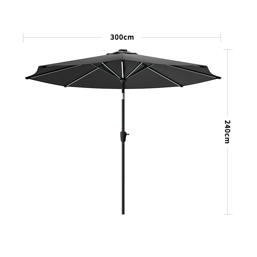 Garden Sanctuary Large Solar Powered LED Patio Umbrella For Outdoor Garden Patio Without Base - Image 7