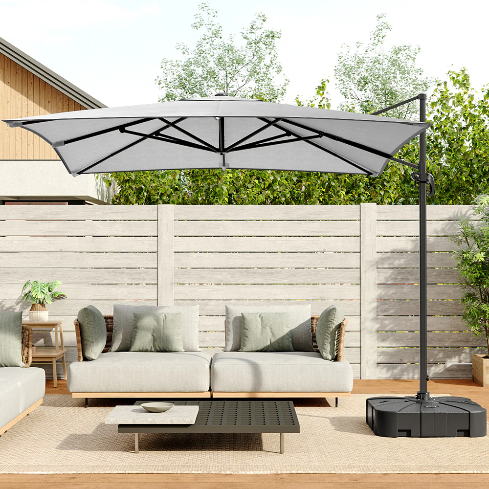 Garden Sanctuary Large Square Canopy Rotating Outdoor Cantilever Parasol - Image 11