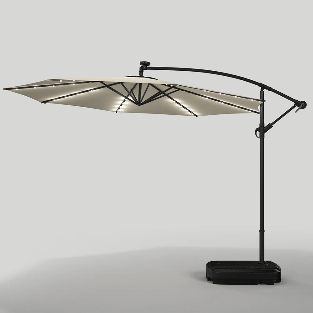 Garden Sanctuary Outdoor 32 LED Lighted Patio Umbrella With Crank Lift System - Image 11