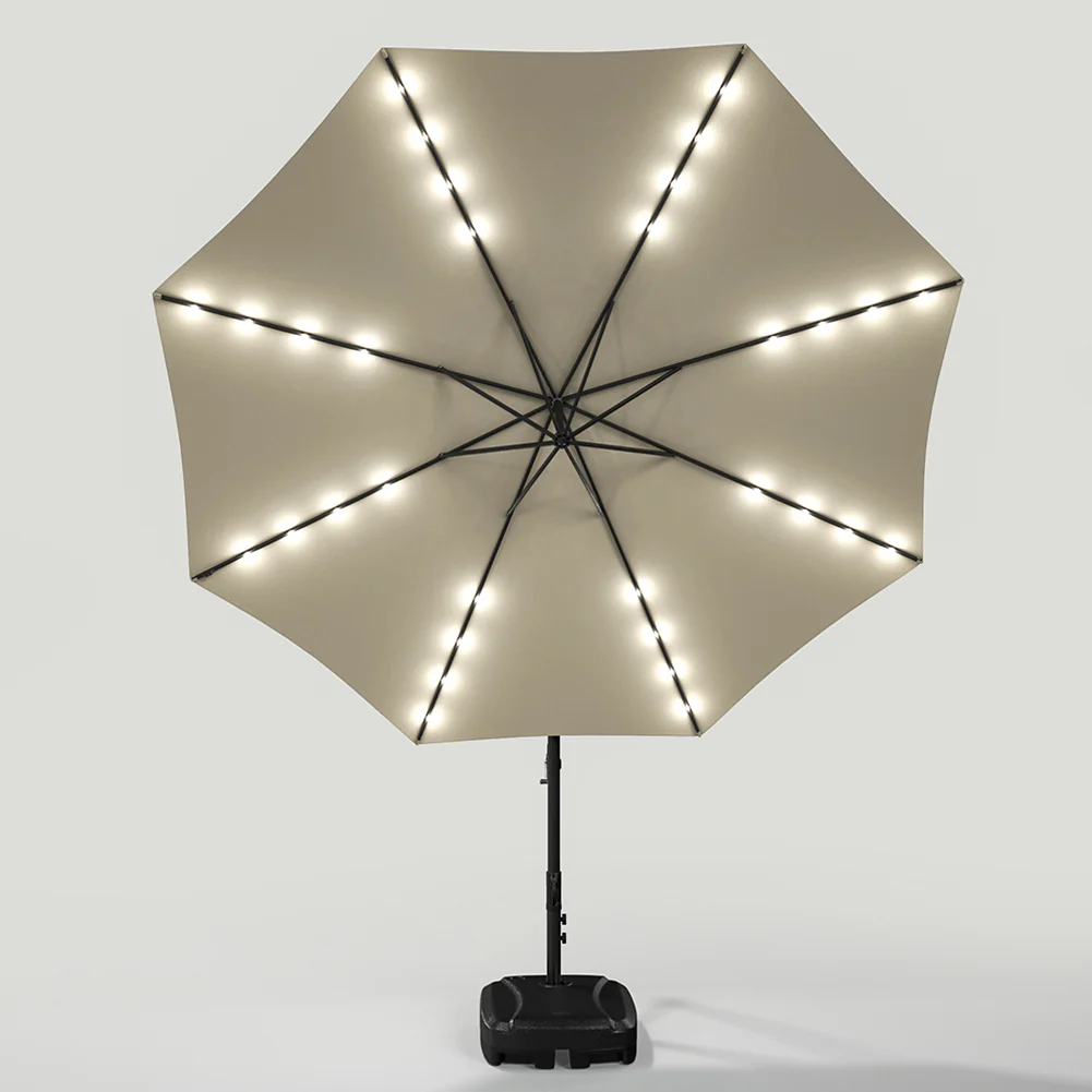 Garden Sanctuary Outdoor 32 LED Lighted Patio Umbrella With Crank Lift System - Image 14