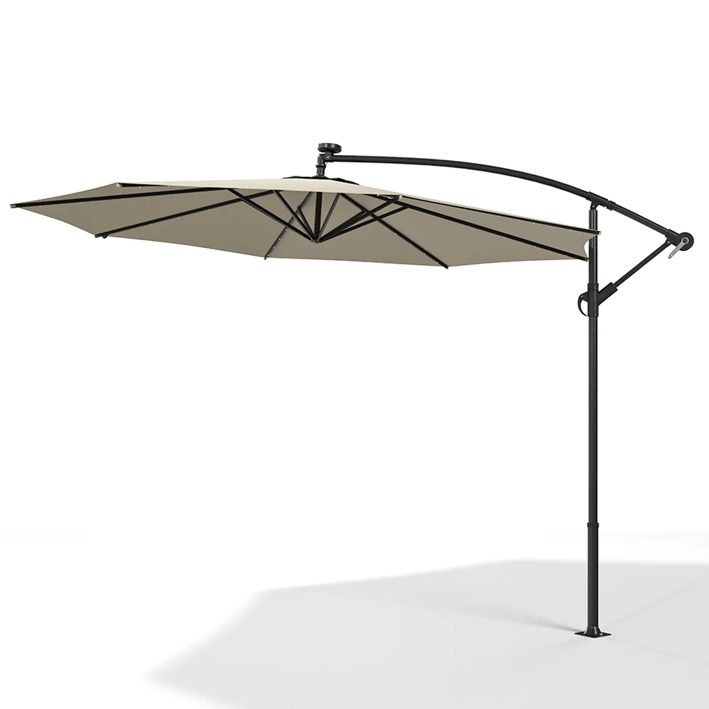 Garden Sanctuary Outdoor 32 LED Lighted Patio Umbrella With Crank Lift System - Image 4