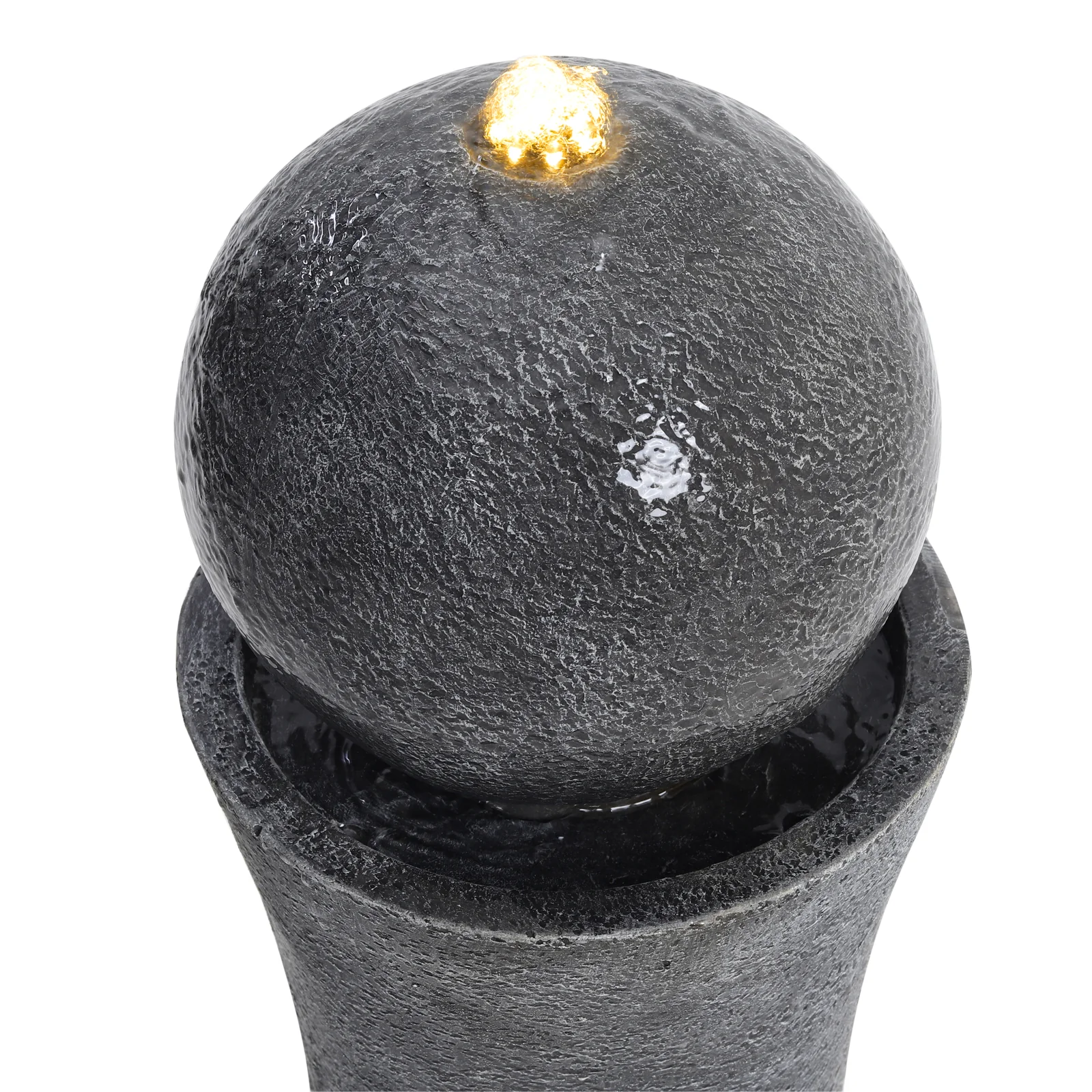 Garden Sanctuary Outdoor Modern Cylindrical Water Polo Fountain with Warm Light - Image 4