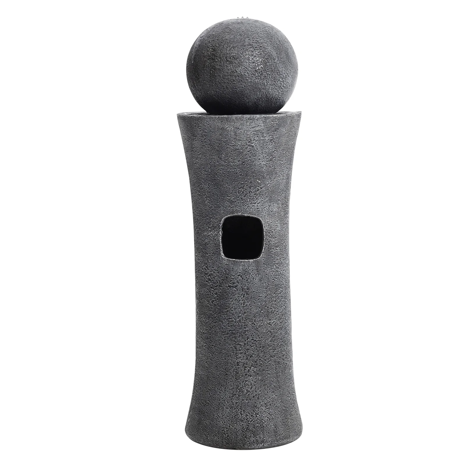 Garden Sanctuary Outdoor Modern Cylindrical Water Polo Fountain with Warm Light - Image 6