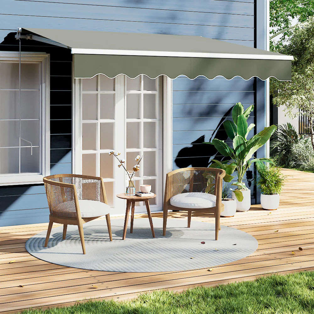 Garden Sanctuary Outdoor Retractable Patio Awning For Window And Door Grey