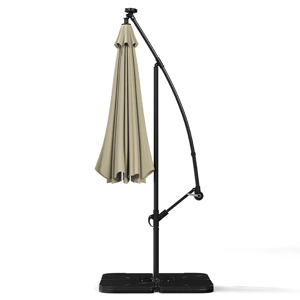 Garden Sanctuary Round Cantilever Parasol with Solar Light and HDPE Parasol Base - Image 4