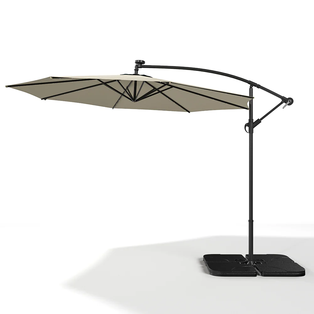 Garden Sanctuary Round Cantilever Parasol with Solar Light and HDPE Parasol Base - Image 5