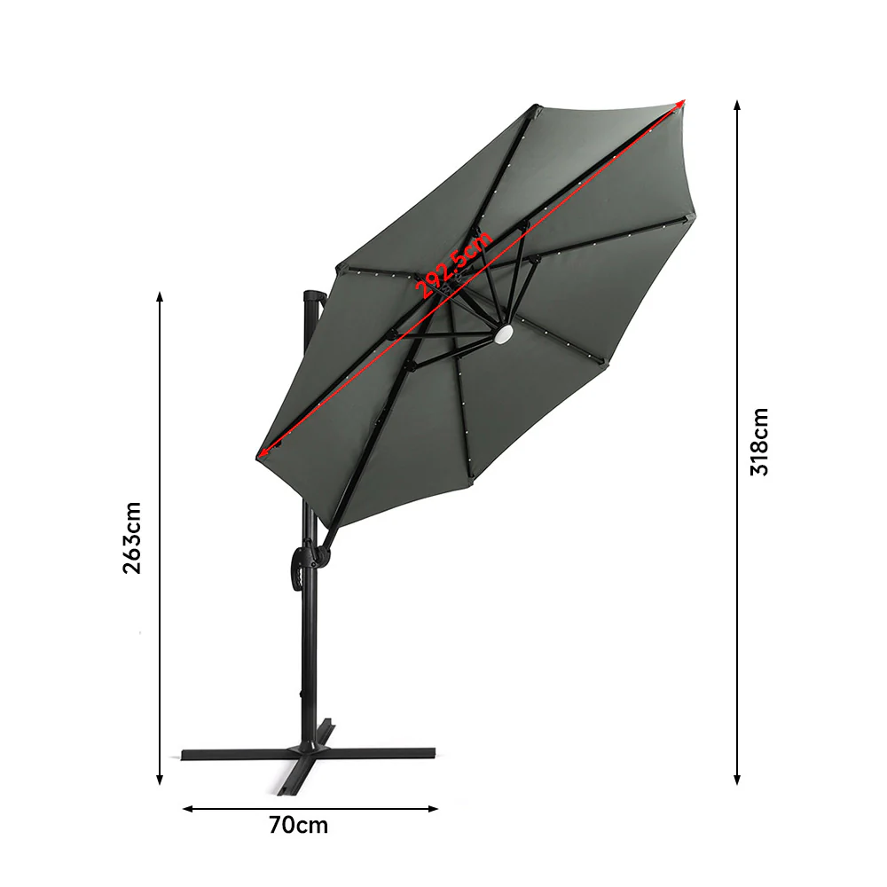Garden Sanctuary Round Cantilever Parasol With Solar-Powered LED Lights - Image 10