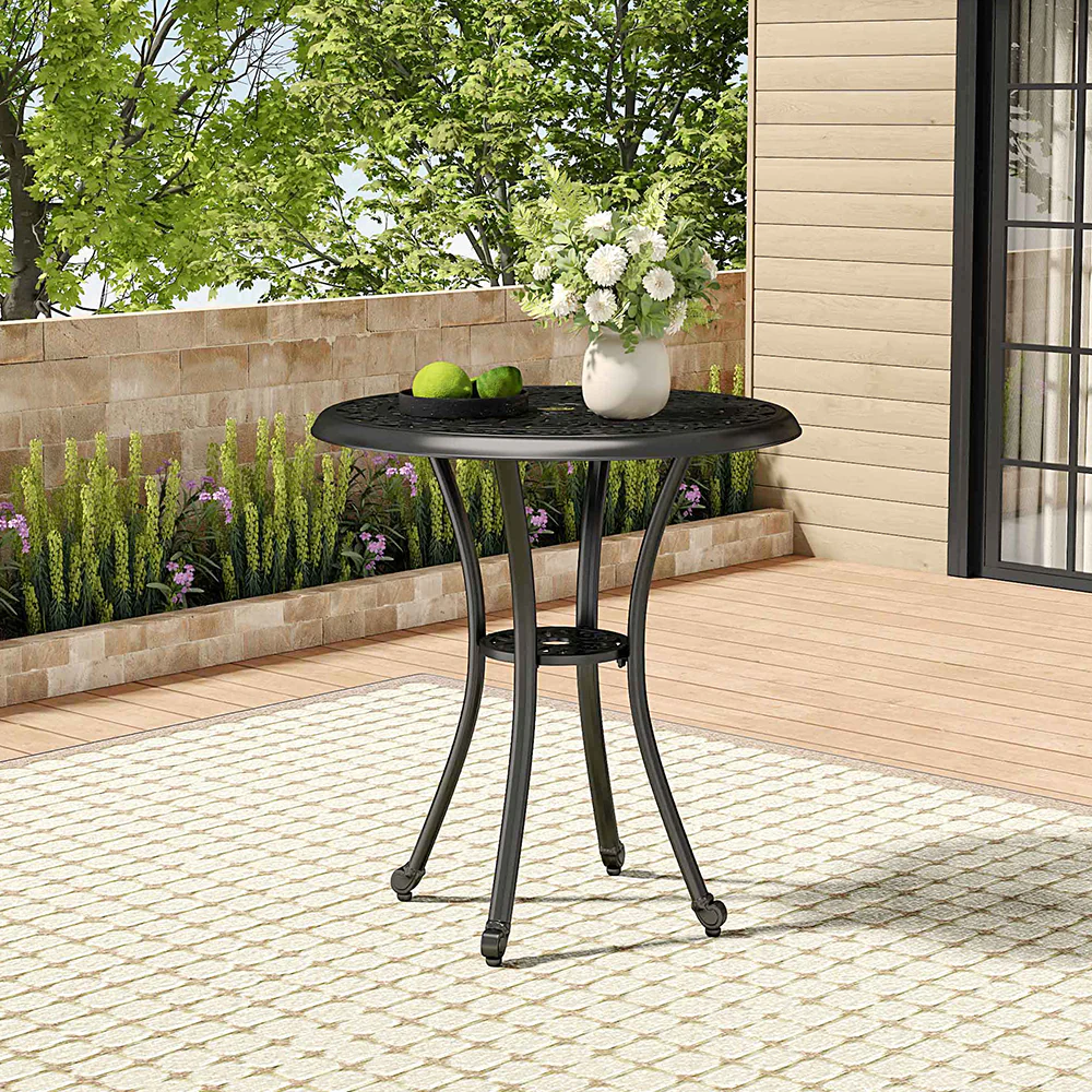 Garden Sanctuary Round Patio Dining Table with Umbrella Hole - Image 2