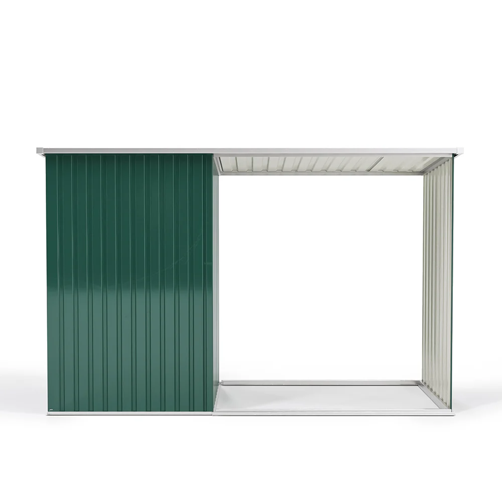 Garden Sanctuary Steel Outdoor Garden Storage Shed with Log Stacking Rack - Image 5
