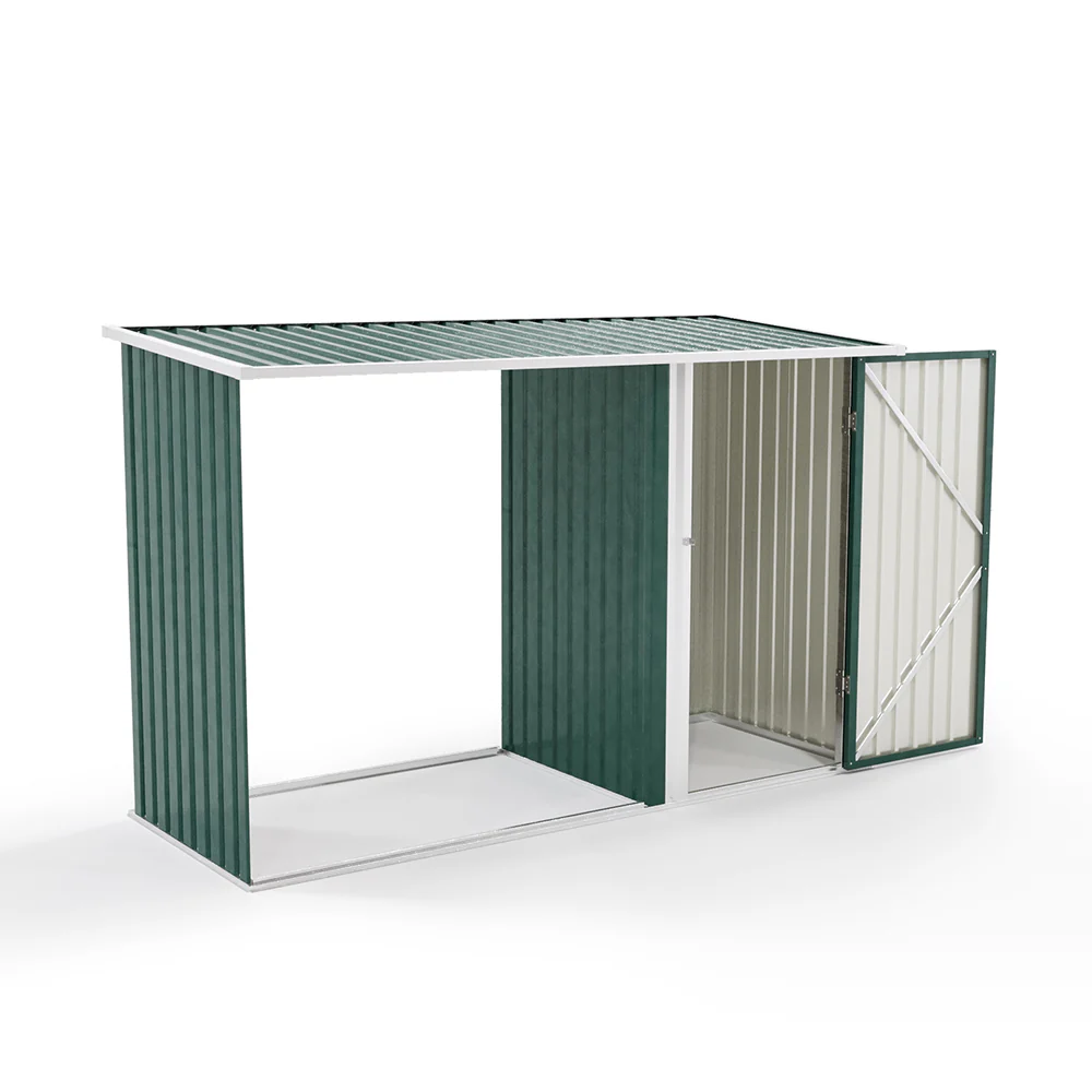 Garden Sanctuary Steel Outdoor Garden Storage Shed with Log Stacking Rack - Image 6