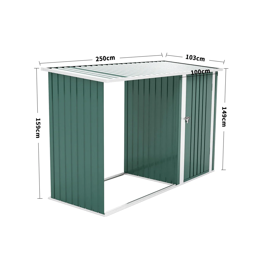 Garden Sanctuary Steel Outdoor Garden Storage Shed with Log Stacking Rack - Image 7