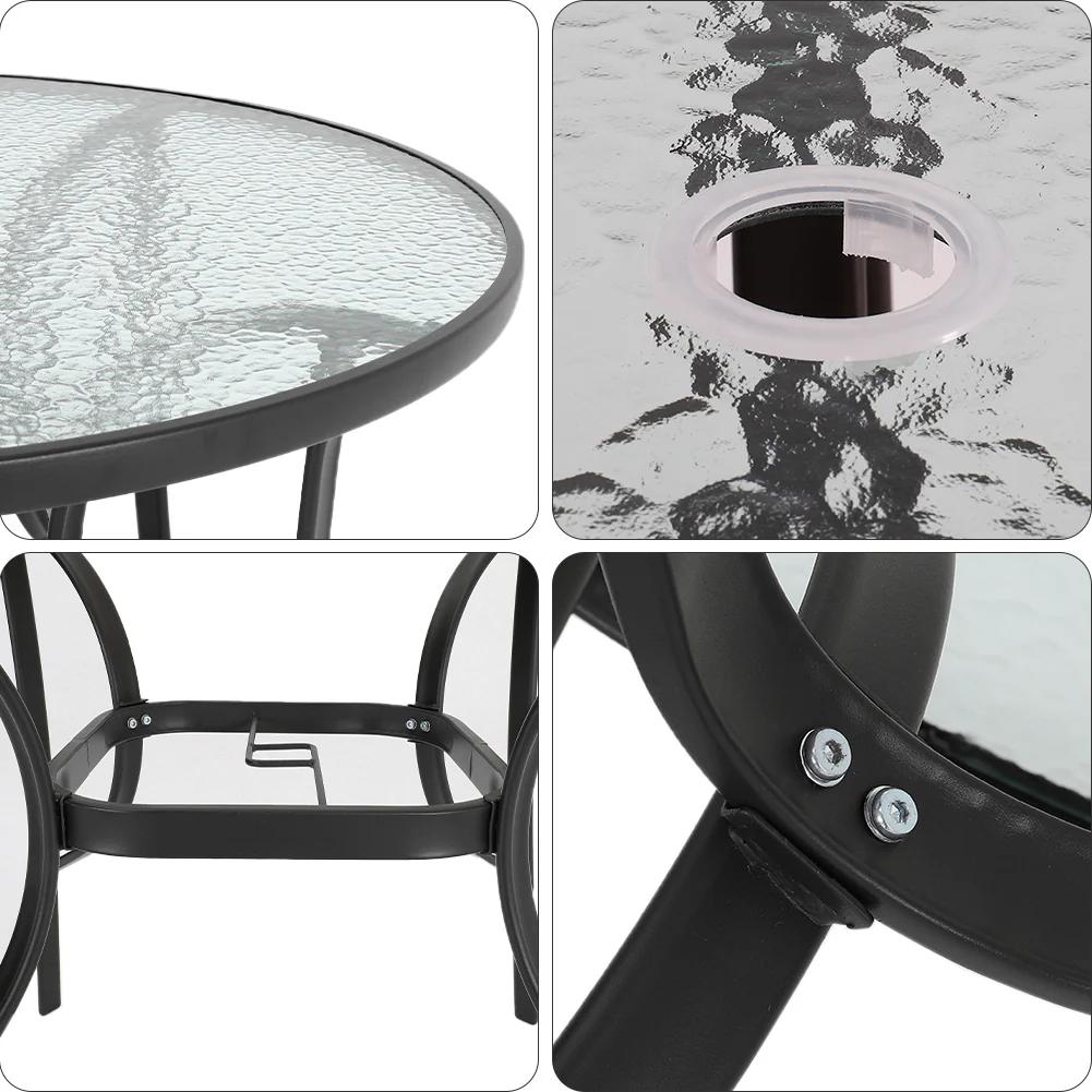 Garden Sanctuary Tempered Glass Outdoor Coffee Table with Parasol Hole - Image 4
